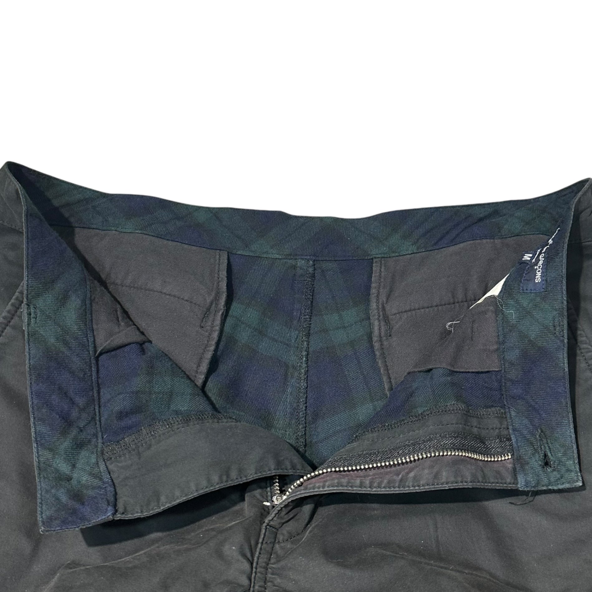 COMME des GARCONS HOMME(コムデギャルソンオム) 10AW Lined cotton cargo pants 裏地チェック コットン カーゴ パンツ HF-P067 M ブラック AD2010