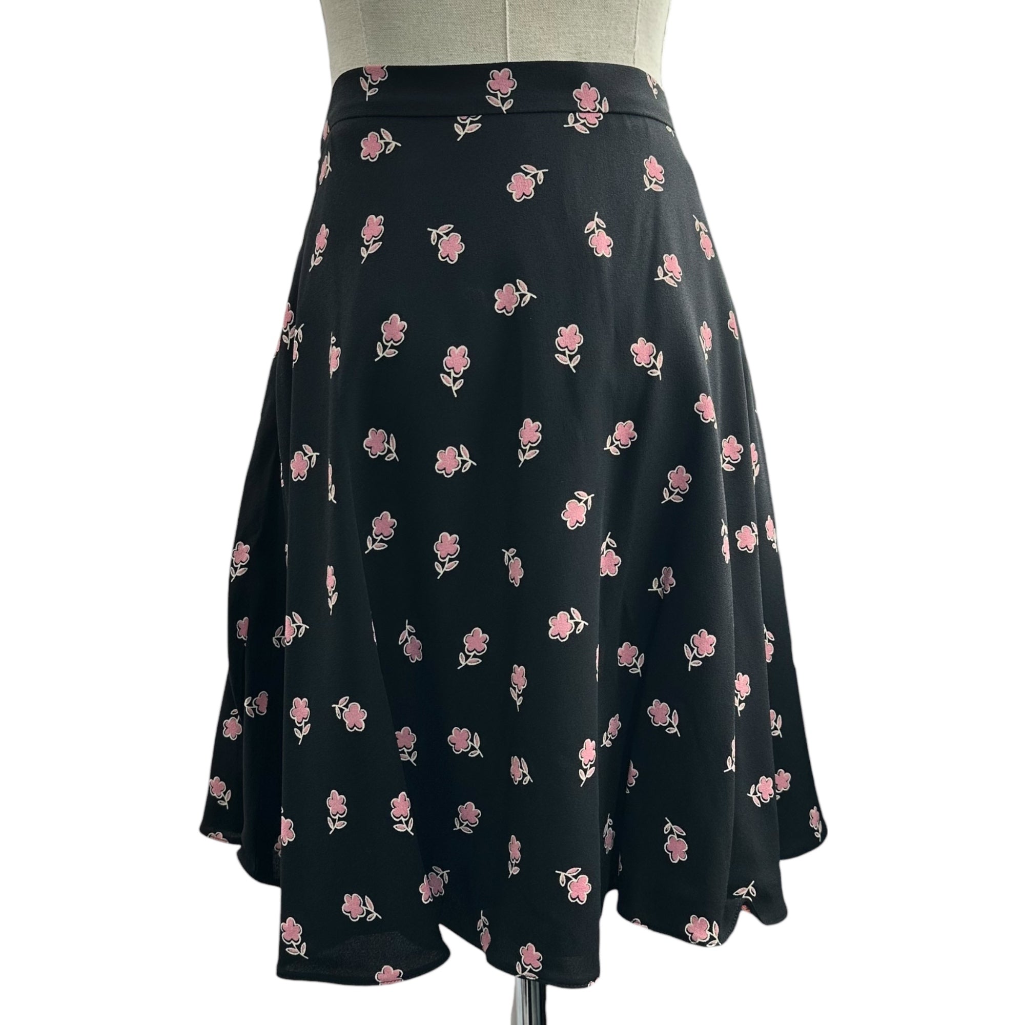 miu miu(ミュウミュウ) Floral Print Flared Mini Skirt 花柄 フレア ミニ スカート MG807 1LA3 44 ブラック×ピンク