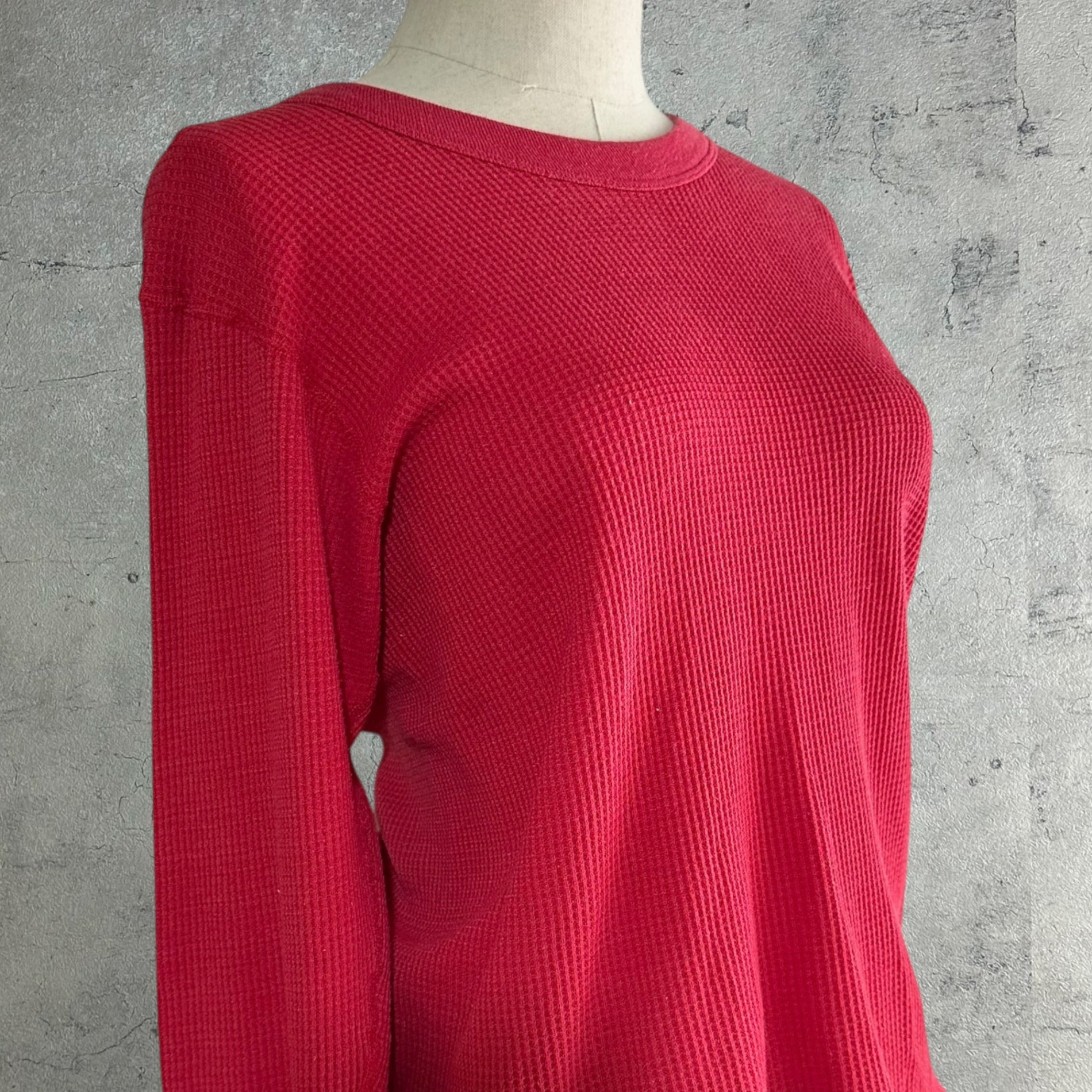 VINTAGE(ヴィンテージ) 70~80's thermal longsleeve tops サーマル生地の長袖カットソー 赤 表記無し(Mサイズ程度) レッド