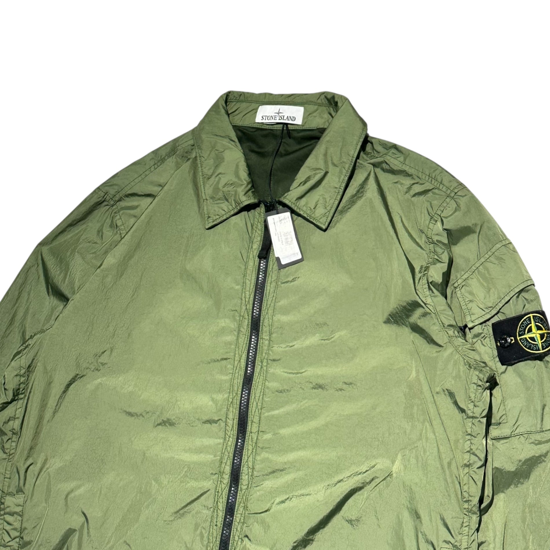 STONE ISLAND(ストーンアイランド) 22AW Garment Dyed Crinkle Reps R-NY Overshirt ガーメントダイ ナイロン シャツ ジャケット 771510223 XL オリーブ ブルゾン