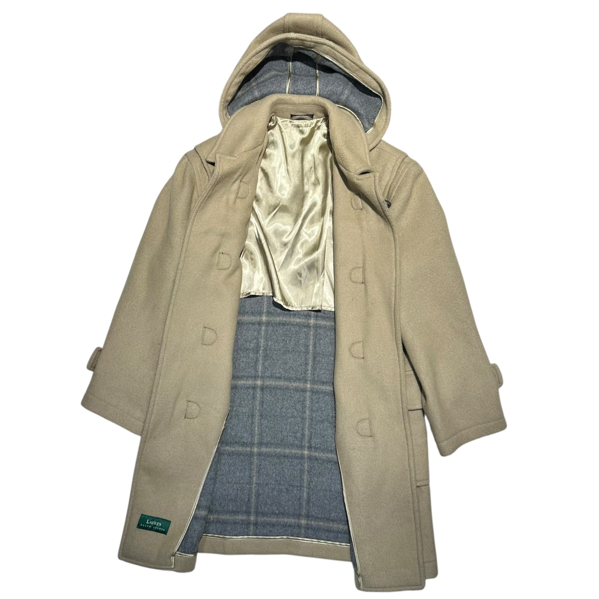 LAUREN RALPH LAUREN(ローレンラルフローレン) 90's Hooded Melton Duffle Coat 90年代 フーデッド メルトン ダッフル コート S~M程度(大き目です) ベージュ ドミニカ共和国製造