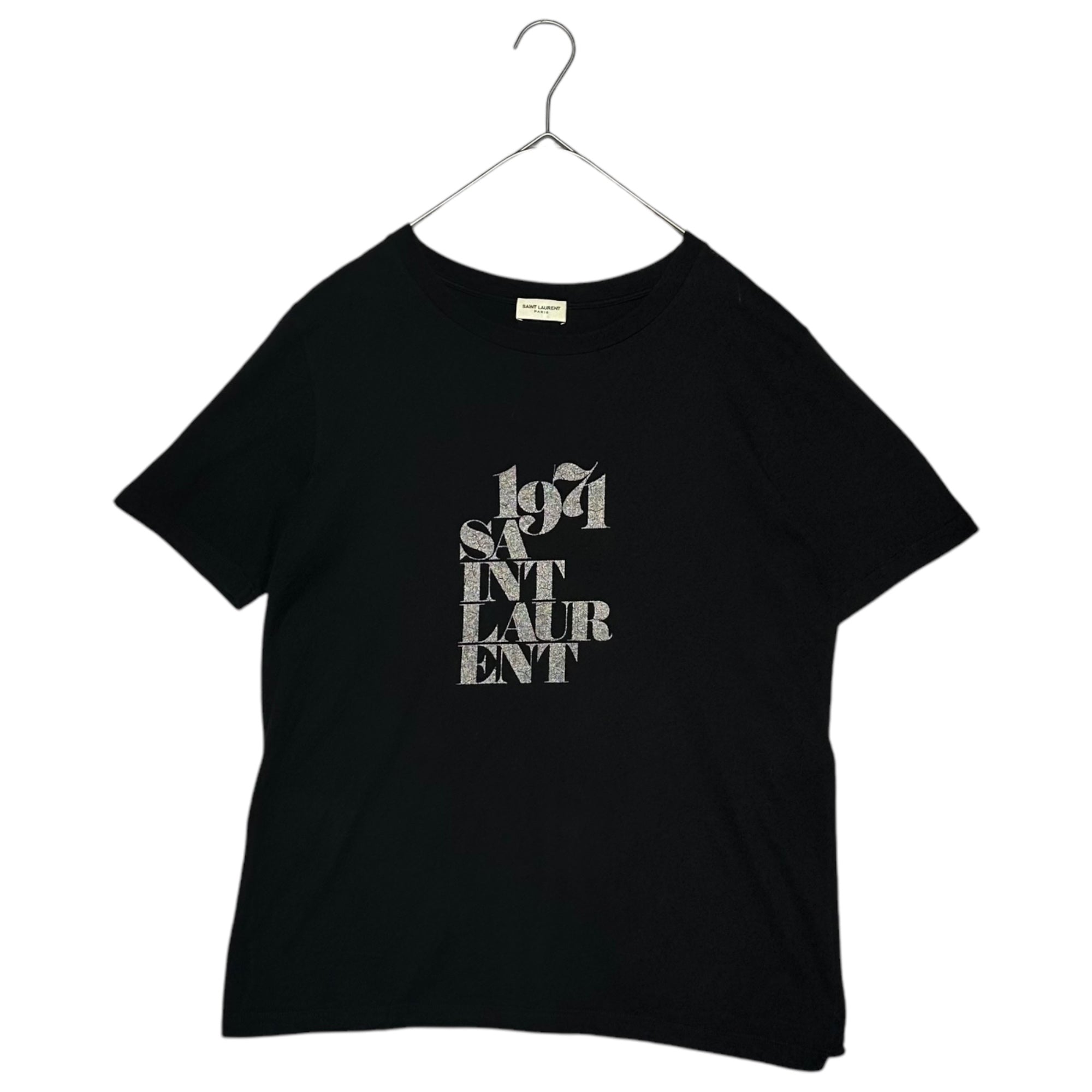 SAINT LAURENT(サンローラン) 18SS ”1971” Logo Lame Print T-Shirt ロゴ ラメ プリント Tシャツ 529629 XS ブラック