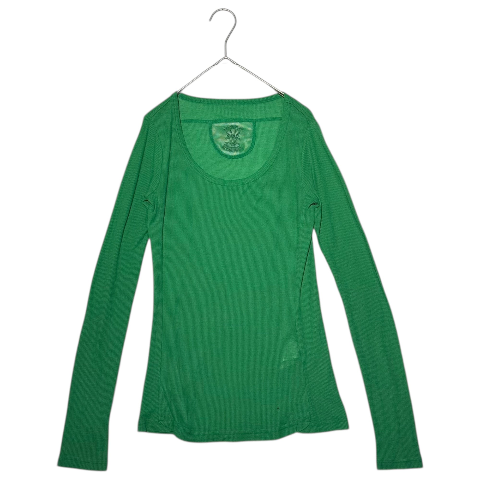 MARITHE FRANCOIS GIRBAUD(マリテフランソワジルボー) 00's Mesh Logo Long-Sleeve T-Shirt メッシュ ロゴ 長袖 カットソー F7-6079 S グリーン Y2K