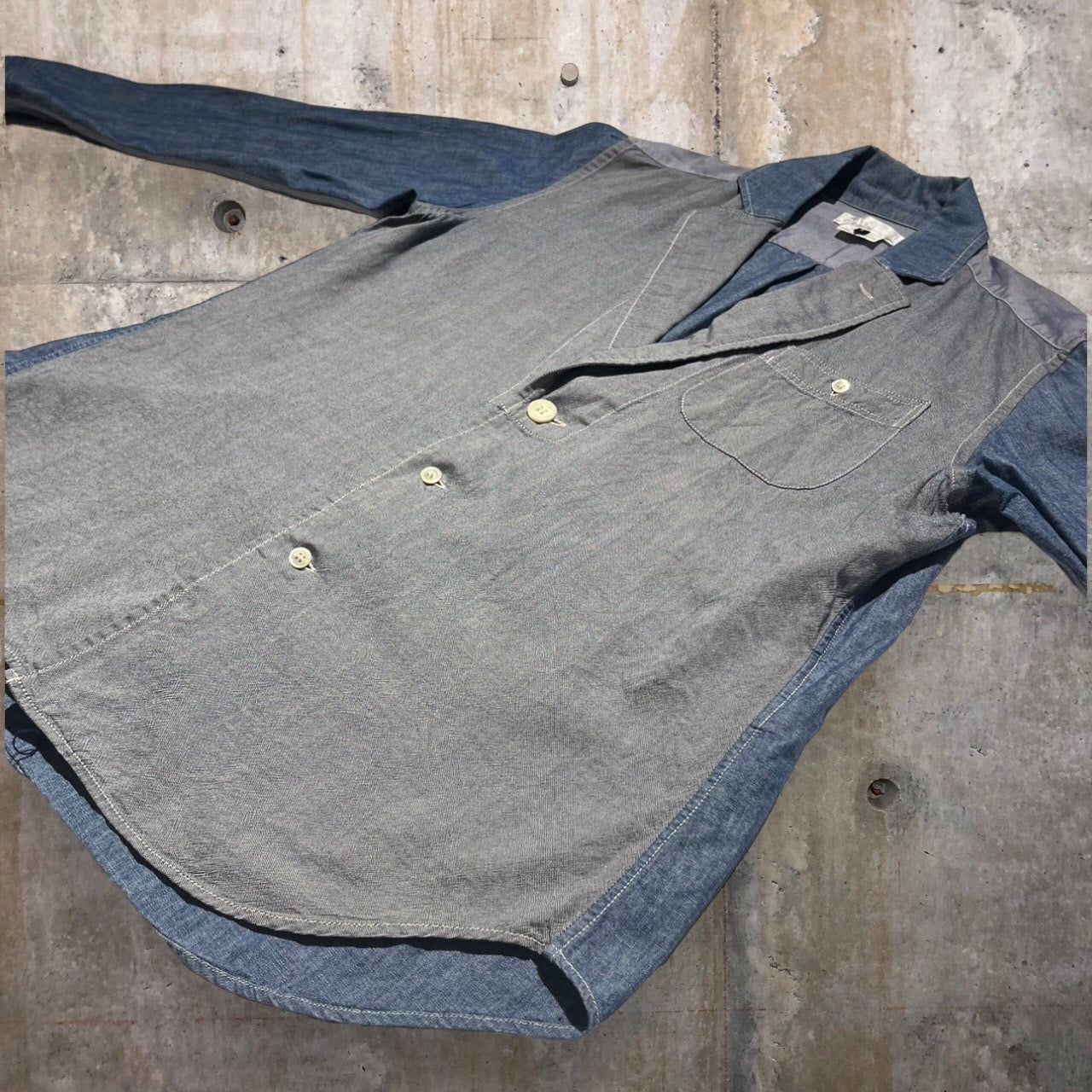 GANRYU COMME des GARCONS(ガンリュウコムデギャルソン) 14SS切替シャツジャケット EM-B009 S ブルー AD2013