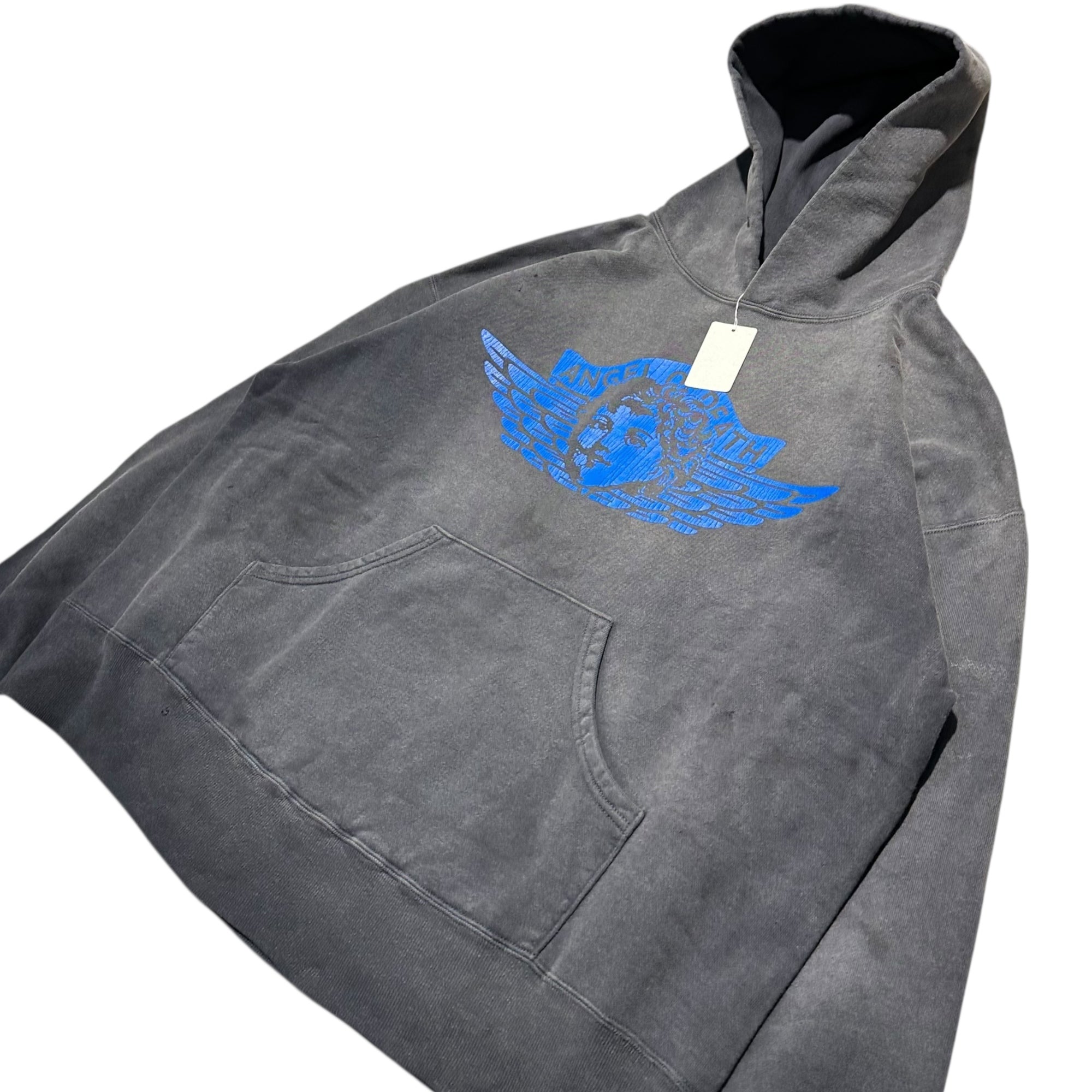 SAINT MICHAEL(セントマイケル) 25AW ANGEL HOODIE / BLACK エンジェル フーディ SM-HR1-0000-052 XL ブラック ダメージ加工 プルオーバー パーカー