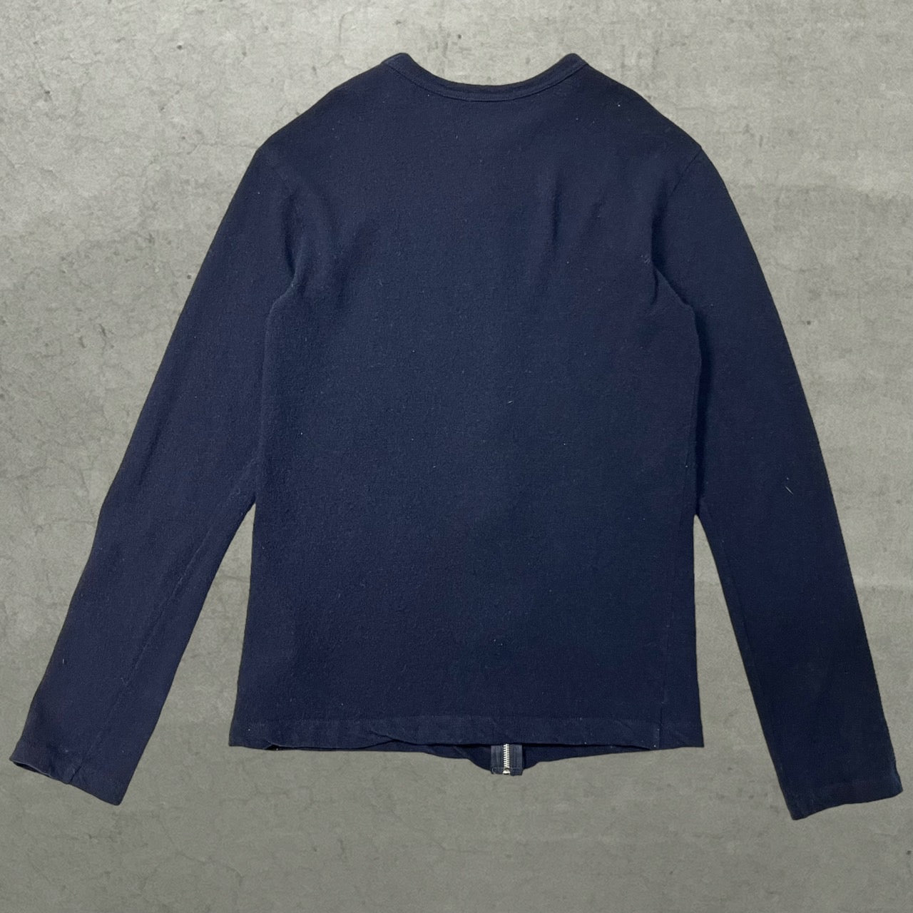 COMME des GARCONS HOMME PLUS(コムデギャルソンオムプリュス) 99AW Souvenir Kitsch期ウール縮絨逆さロゴジップニット PT-040440 表記無し(FREE) ネイビー AD1999