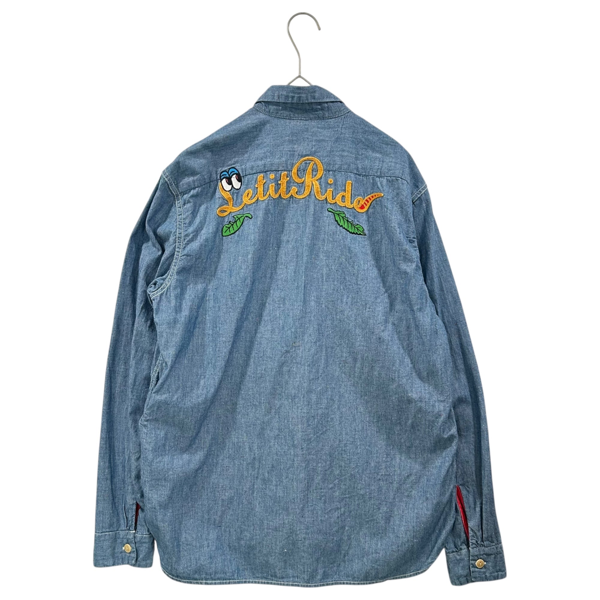ANOKHA(アノーカ) 00's Let It Ride Embroidered L/S Shirt レットイットライド 刺繍 長袖 シャツ M インディゴ×イエロー