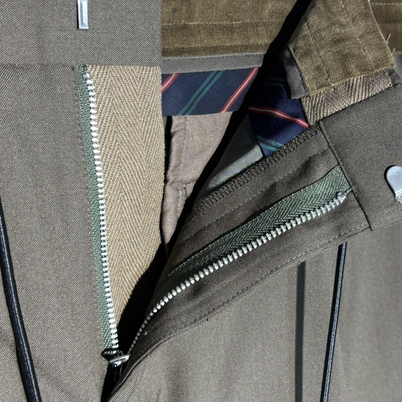 sacai(サカイ) 21SS Velor switching Suiting Pants ベロア切替 スーツ パンツ 21-02460M 2(M程度) カーキ