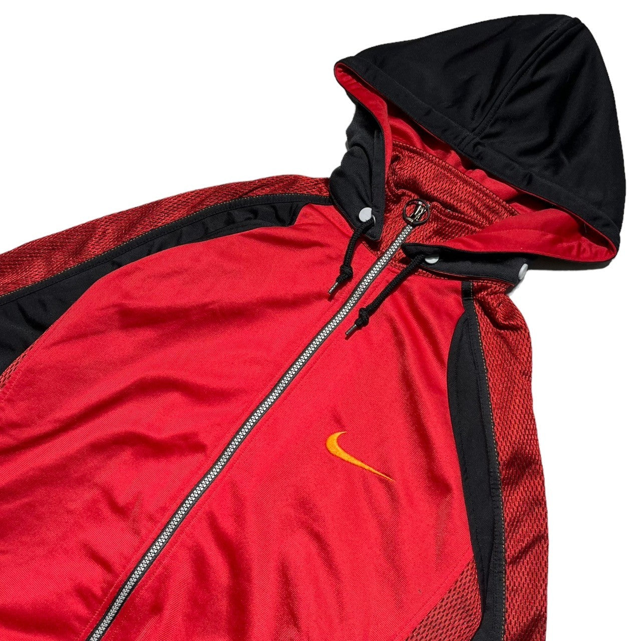 NIKE(ナイキ) 90's Basketball mesh switching setup バスケットボール メッシュ 切替 セットアップ U7-NKA S ブラック×レッド 90s ジップパーカー トラック ジャケット パンツ