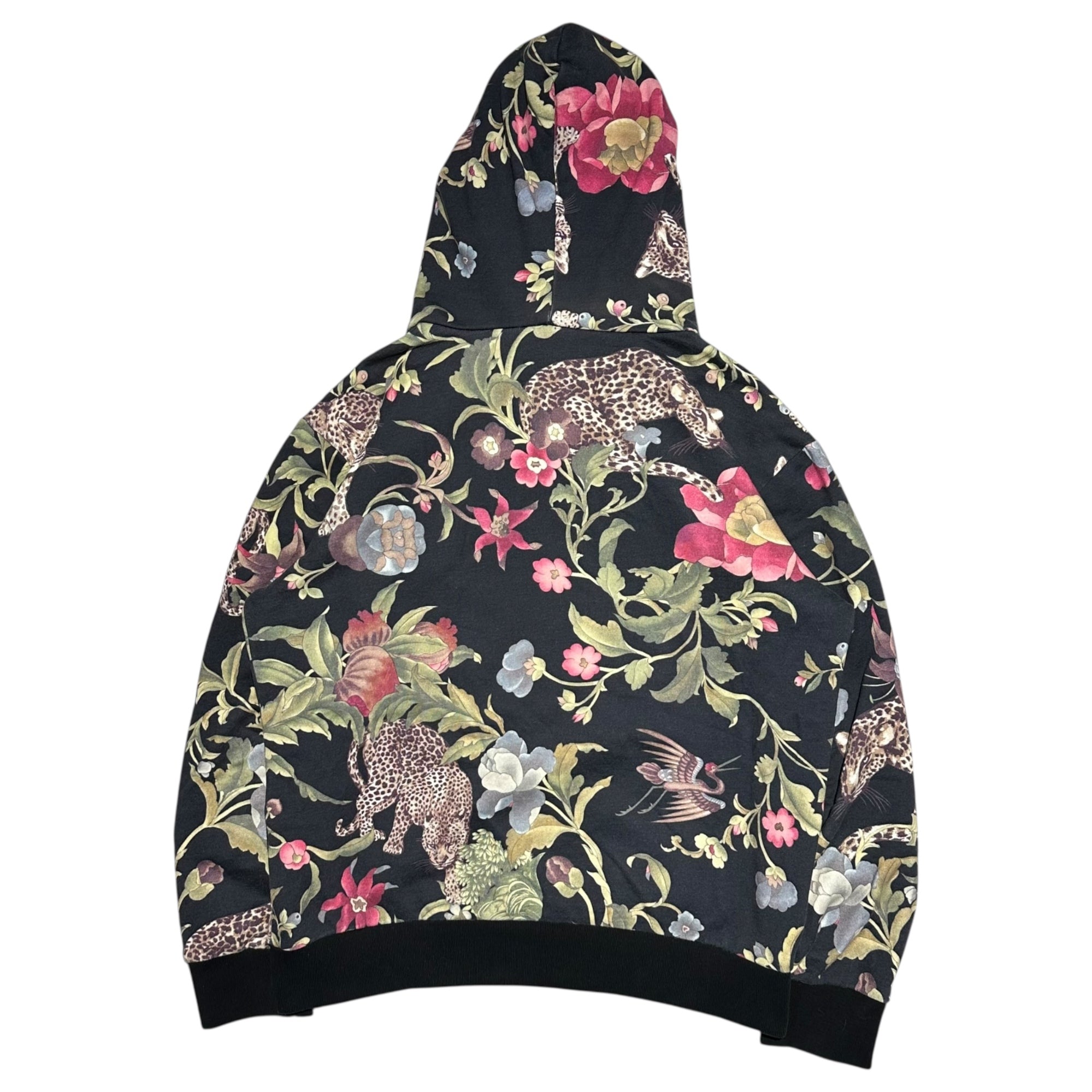 DOLCE&GABBANA(ドルチェ&ガッバーナドルガバ) Botancial & Panther Print Pullover Hoodie ボタニカル & パンサー プリント プルオーバー パーカー G8U43Z G7GM2 L ブラック