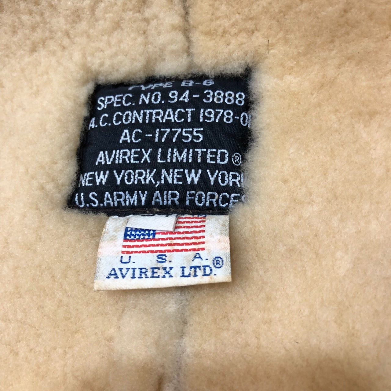 AVIREX(アヴィレックス) B-6フライトジャケット/ムートンジャケット AC-17755 34(Sサイズ程度) ブラウン 90年代 USA製