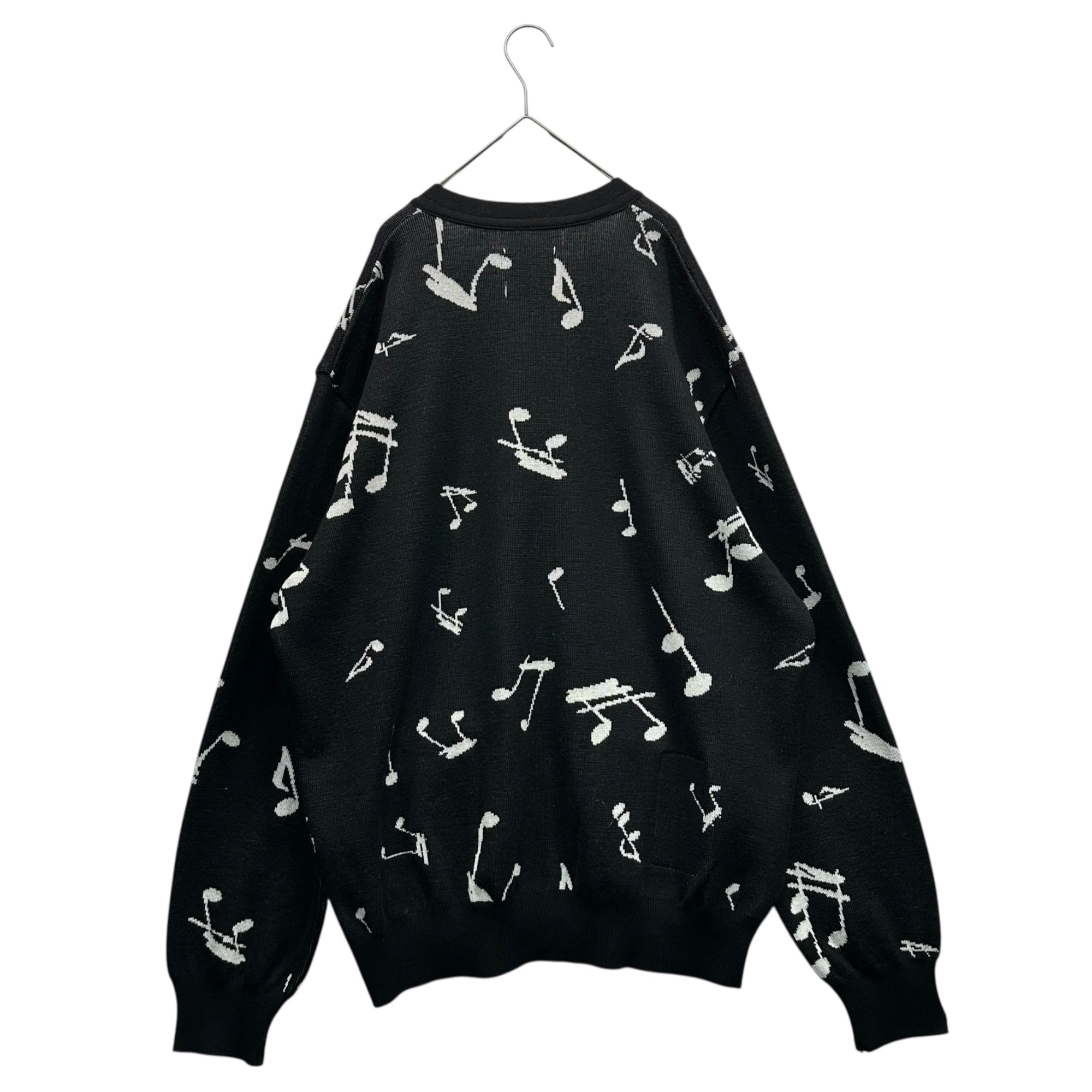 TAKAHIRO MIYASHITA The Soloist.(タカヒロミヤシタザソロイスト) 25AW music note pattern cardigan ミュージック ノート パターン カーディガン sk.0016AW25 48(L程度) ブラック×ホワイト 完売色