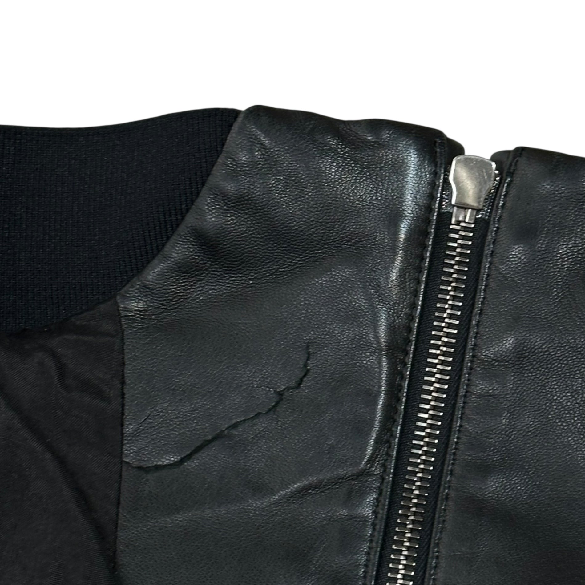 EMPORIO ARMANI(エンポリオアルマーニ) 17SS Plant Embroidery Leather Bomber Blouson 植物 刺繍 レザー ボンバー ブルゾン V1R13P V1P16 48(M程度) ブラック×ブルー 2017年 ミラノコレクション
