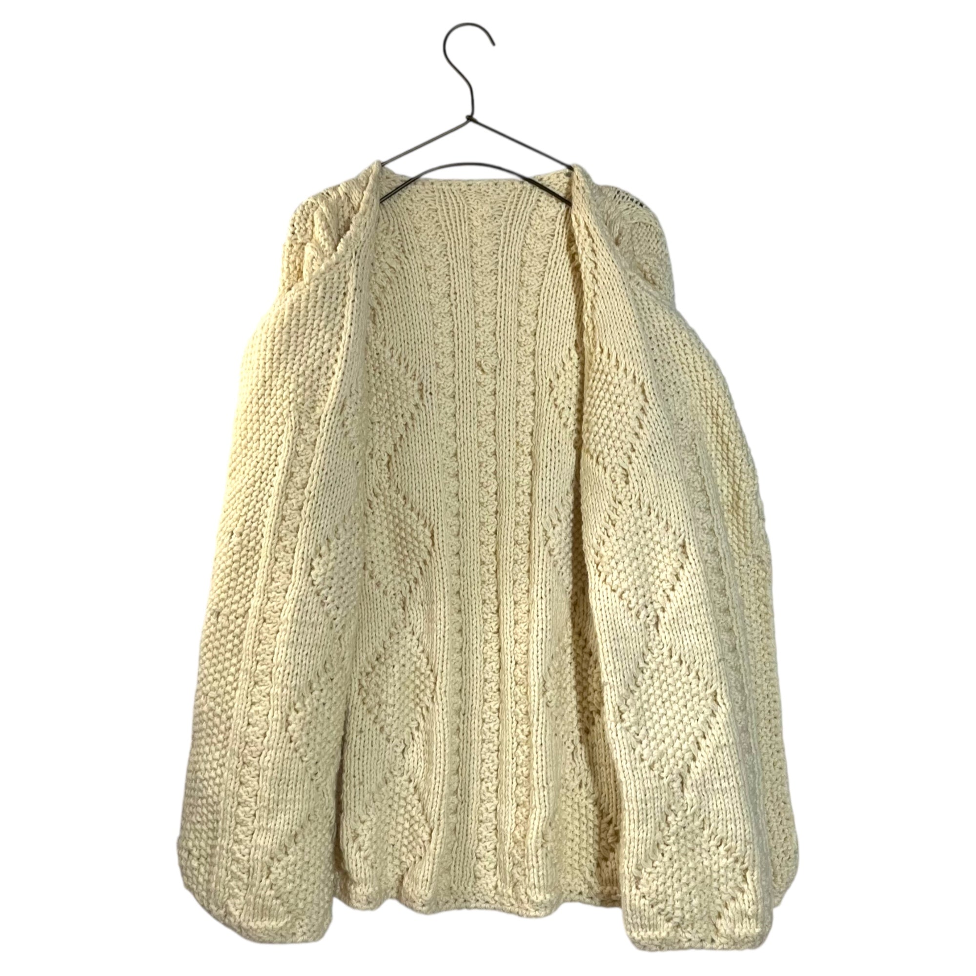 VINTAGE(ヴィンテージ) 80's~ popcorn knit ポップコーンアランニット 木ボタン FREE / 多少のほつれ有 ホワイト