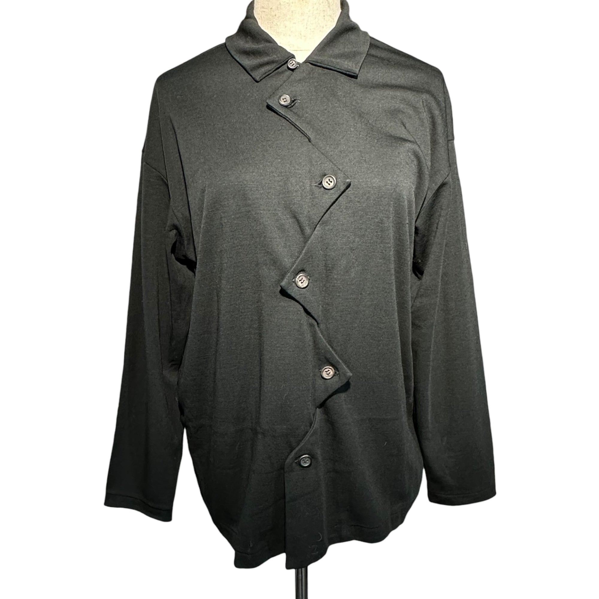 Y's(ワイズ) Repeat Alternately Button L/S Shirt レピート オールターネートリー ボタン 長袖 シャツ YJ-T38-142 ブラック ジグザグ