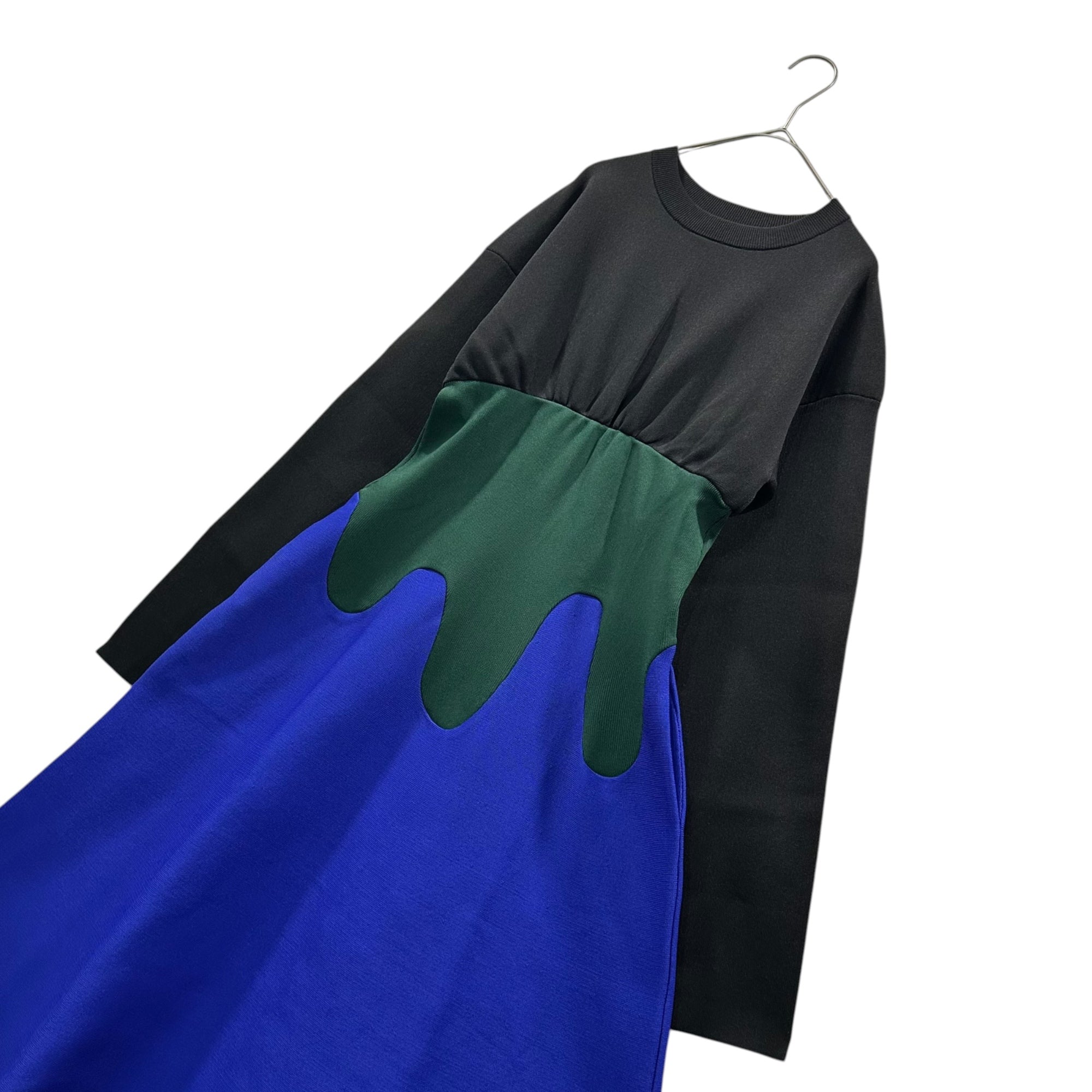 UN3D.(アンスリード) Color-block design dress 切替 デザイン ワンピース 522250302801-01 38 ブラック×ブルー×グリーン