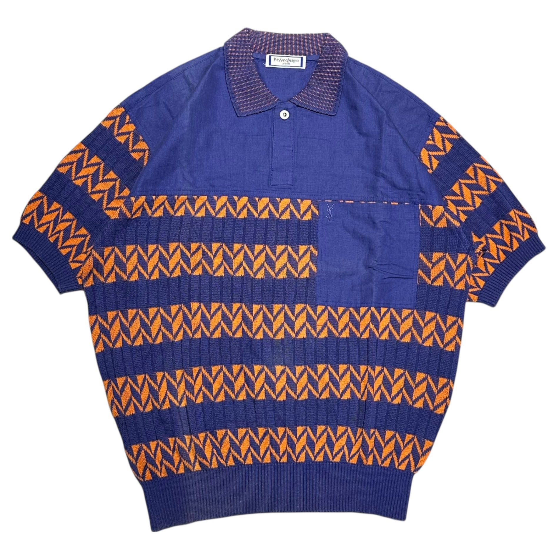 イヴ・サンローラン ニット ポロシャツ DEAD STOCK】80-90s Yves Saint Lauren Long-sleeve Knit Polo Shirts