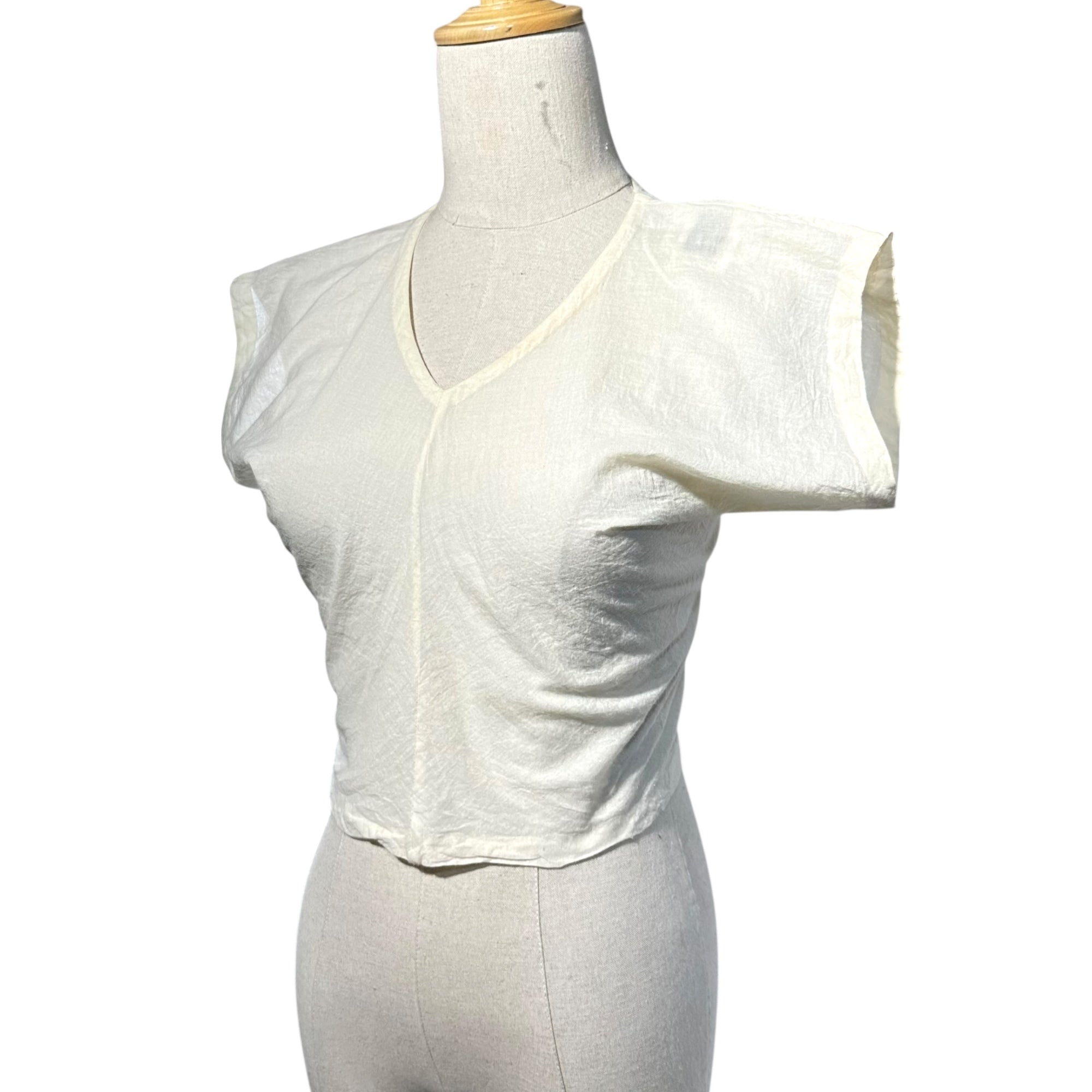 COMME des GARCONS NOIR(コムデギャルソンノアール) 94SS S/S Cotton Short Length Blouse 半袖 コットン ショートレングス ブラウス AB10001S S アイボリー 90's 90年代 AD1993 アーカイブ