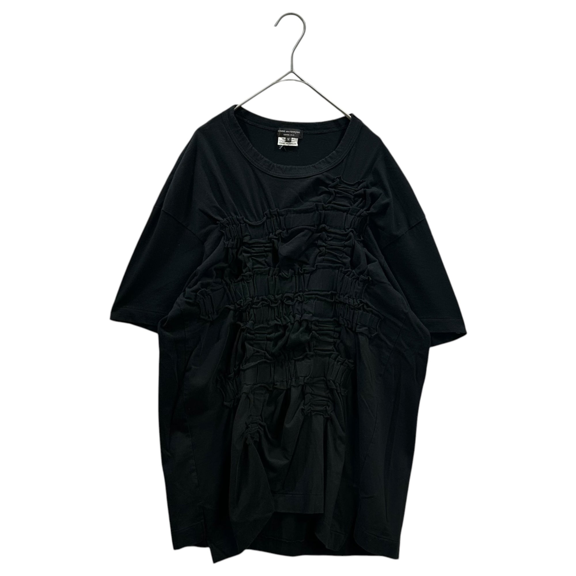 COMME des GARCONS HOMME PLUS(コムデギャルソンオムプリュス) 2019SS Shirred Gathered Oversized T-Shirt シャーリング ギャザー オーバーサイズ Tシャツ PC-T006 M ブラック AD2018