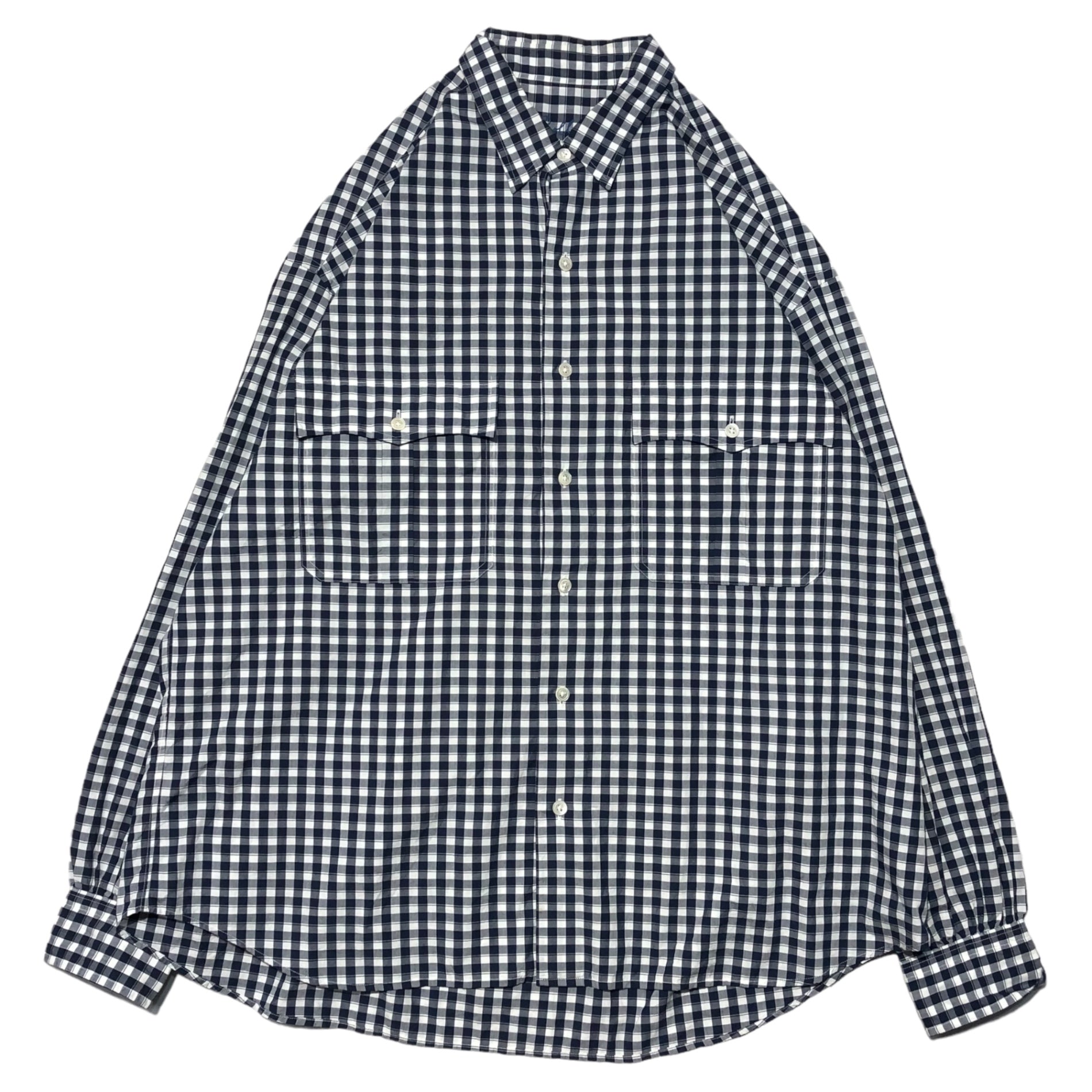 Porter Classic(ポータークラシック) ROLL UP SHIRT ギンガム チェック ロールアップ シャツ M ネイビー×ホワイト