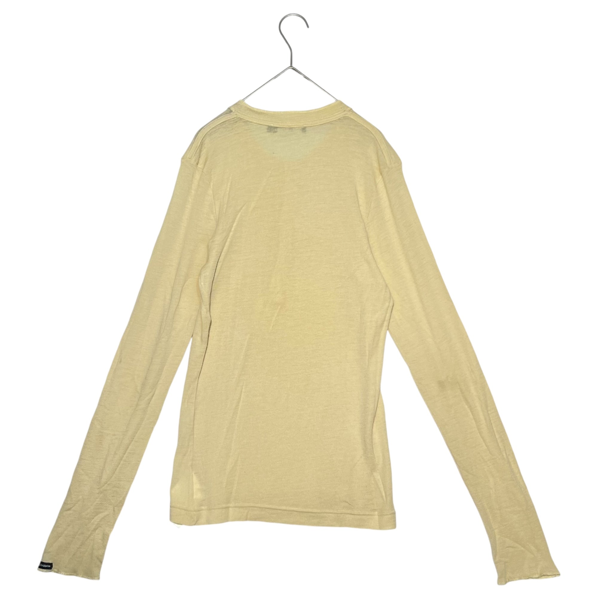 DOLCE&GABBANA(ドルチェ&ガッバーナドルガバ) 00's Henley neck wool cut and sew ヘンリーネック ウール 長袖 カットソー G8400T / G7252 48(L程度) ベージュ