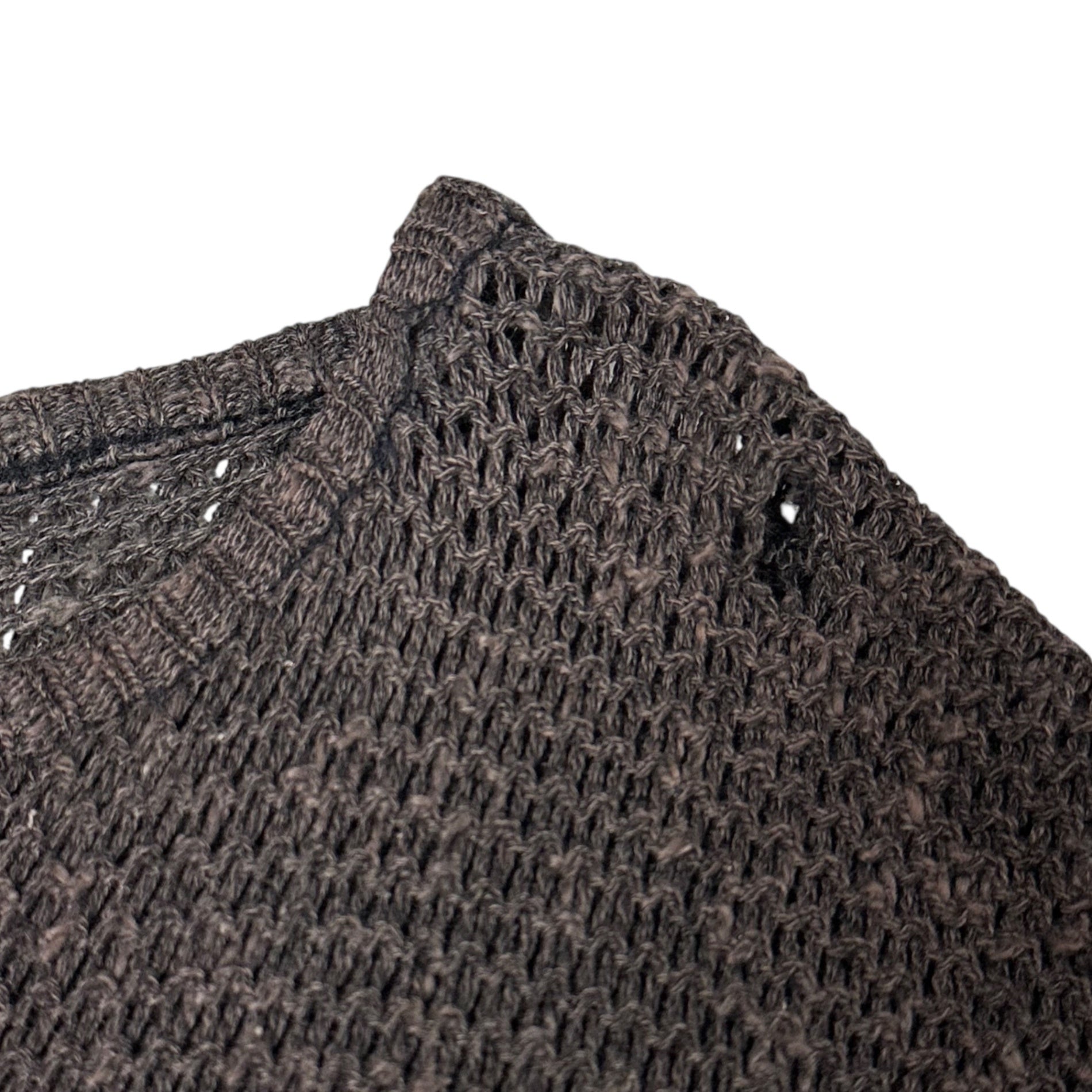 ISSEY MIYAKE(イッセイミヤケ) 70’S Linen blend cotton rayon knit pullover 70年代 リネン混 コットン レーヨン ニット プルオーバー ALL STYLEタグ FREE ブラウン 本人期 稀少品 アーカイヴ