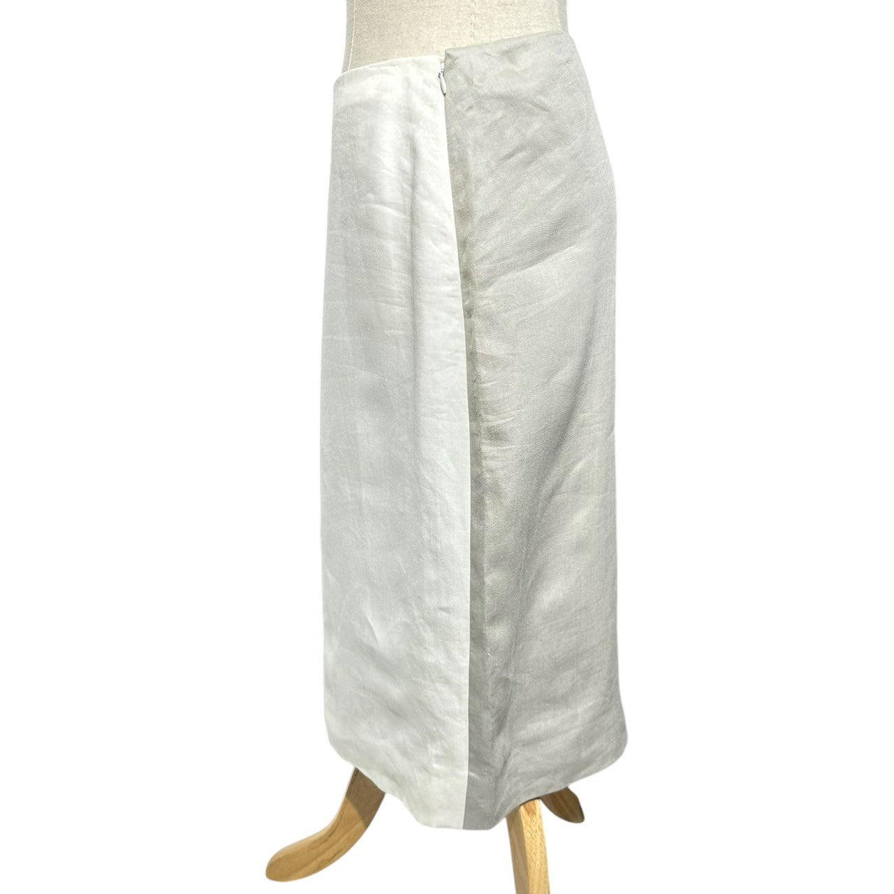 HERMES by Martin Margiela(エルメス バイ マルタン マルジェラ) Margiela period linen bicolor skirt マルジェラ期 リネン バイカラー スカート 38(M程度) ホワイト×ベージュ エルメスジャポンタグ付属