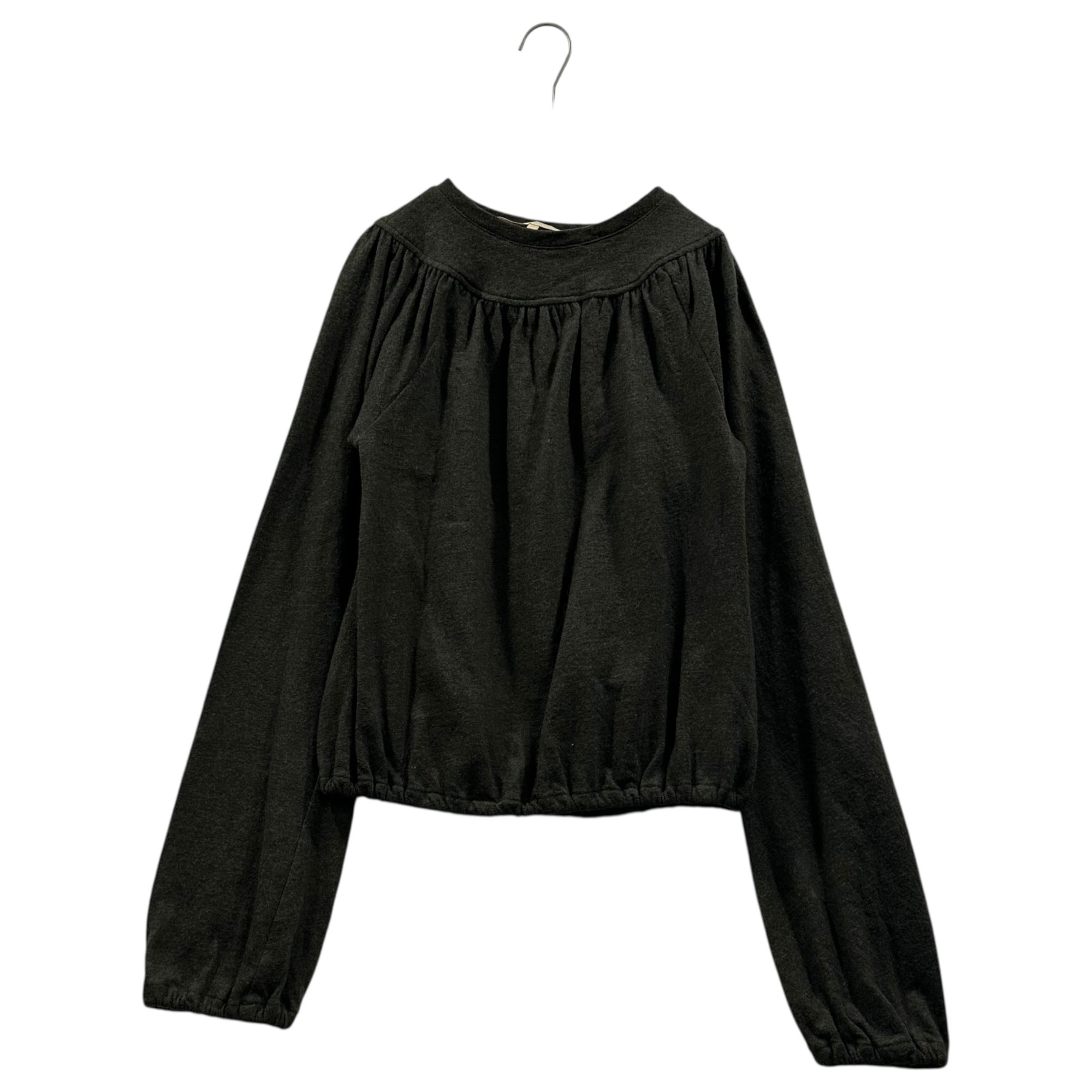 VERONIQUE BRANQUINHO(ヴェロニクブランキーノ) 00's Wool Gathered Knit Top ウール ギャザー カットソー 1028-17175 38(M程度) カーキ ブラウス