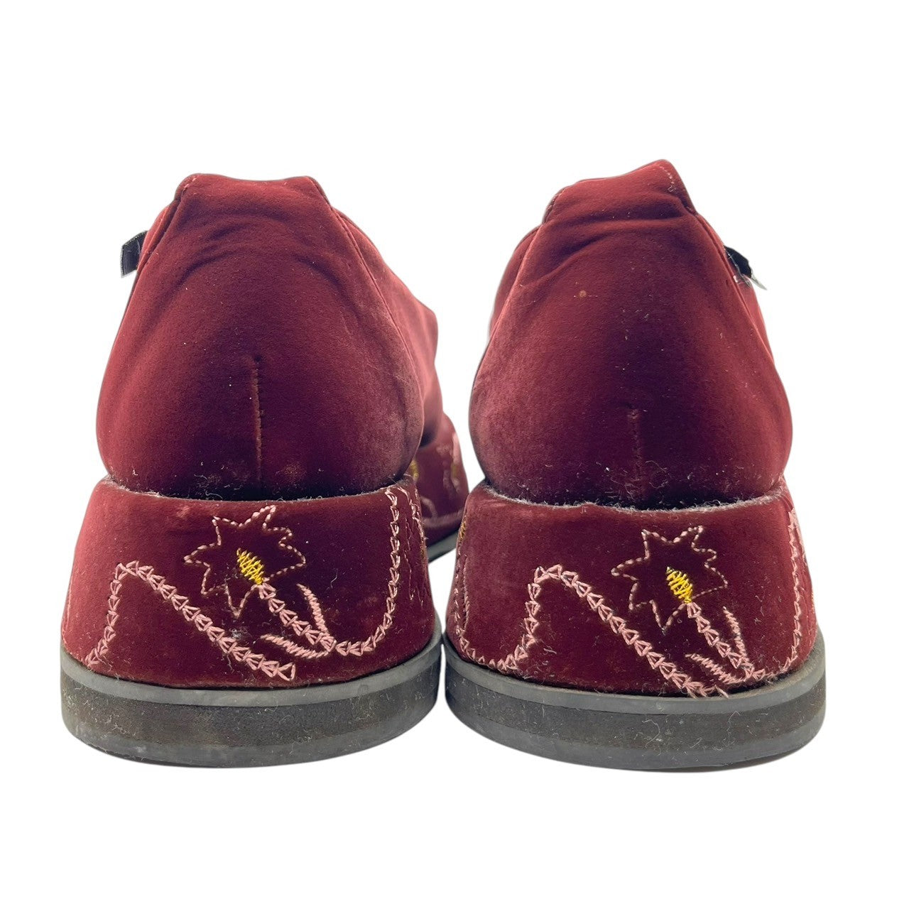 CAMPER(カンペール) Velor platform embroidered pumps ベロア 厚底 刺繍 パンプス 36(23cm~23.5cm程度) ワインレッド スリッポン シューズ