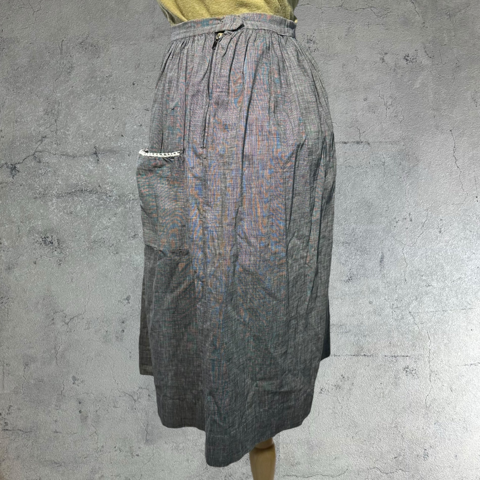 Euro vintage(ヨーロッパヴィンテージ) pokets_front two pokets tacked skirt フロントポケット付きタックデニムスカート 表記無し(S~M程度) ブルーグレー