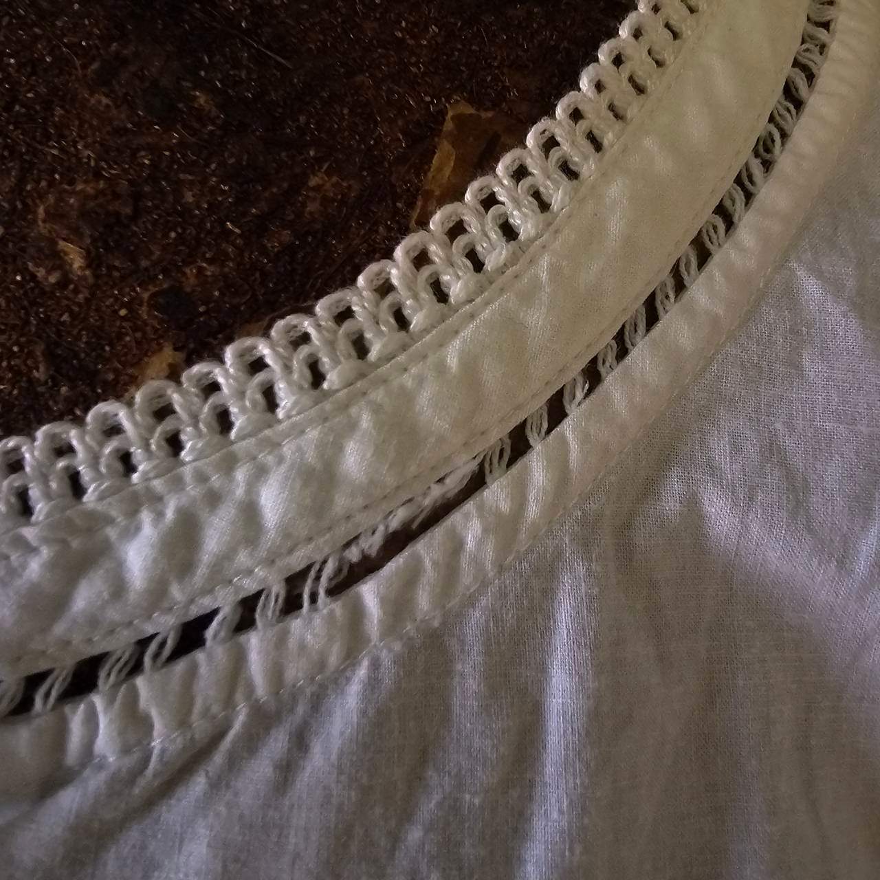 vintage(ヴィンテージ) silver stich and lace vest 刺繍とレースの前開きベスト ブラウス 表記無し(M~Lサイズ程度) ホワイト(刺繍:シルバー)