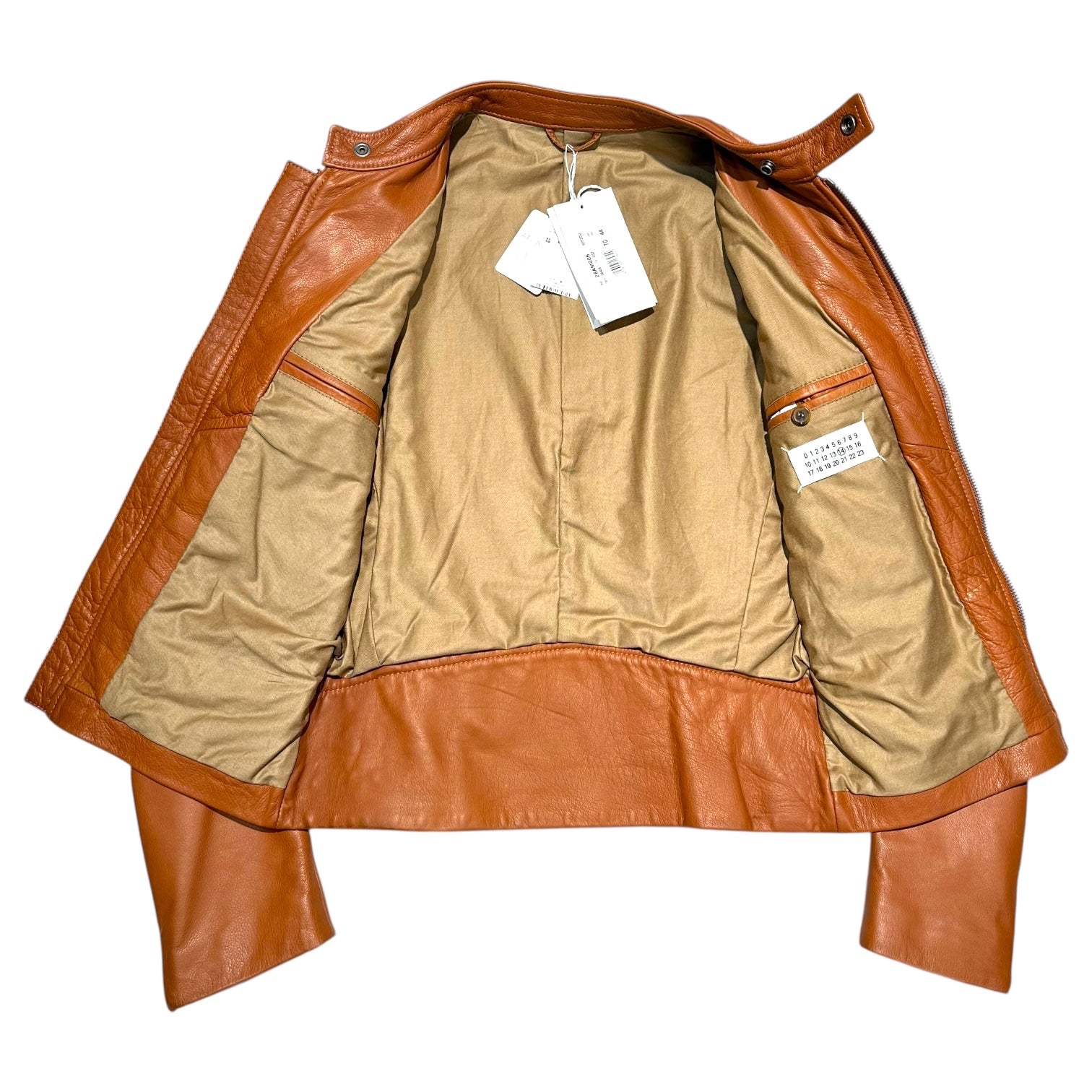 Maison Martin Margiela(メゾン マルタンマルジェラ) 08SS KOKONOE 5ZIP RIDERS JACKET ここのえ期 八の字 レザー ライダース ジャケット 28AM006 44(XS程度) キャメルブラウン 本人期 タグ付き