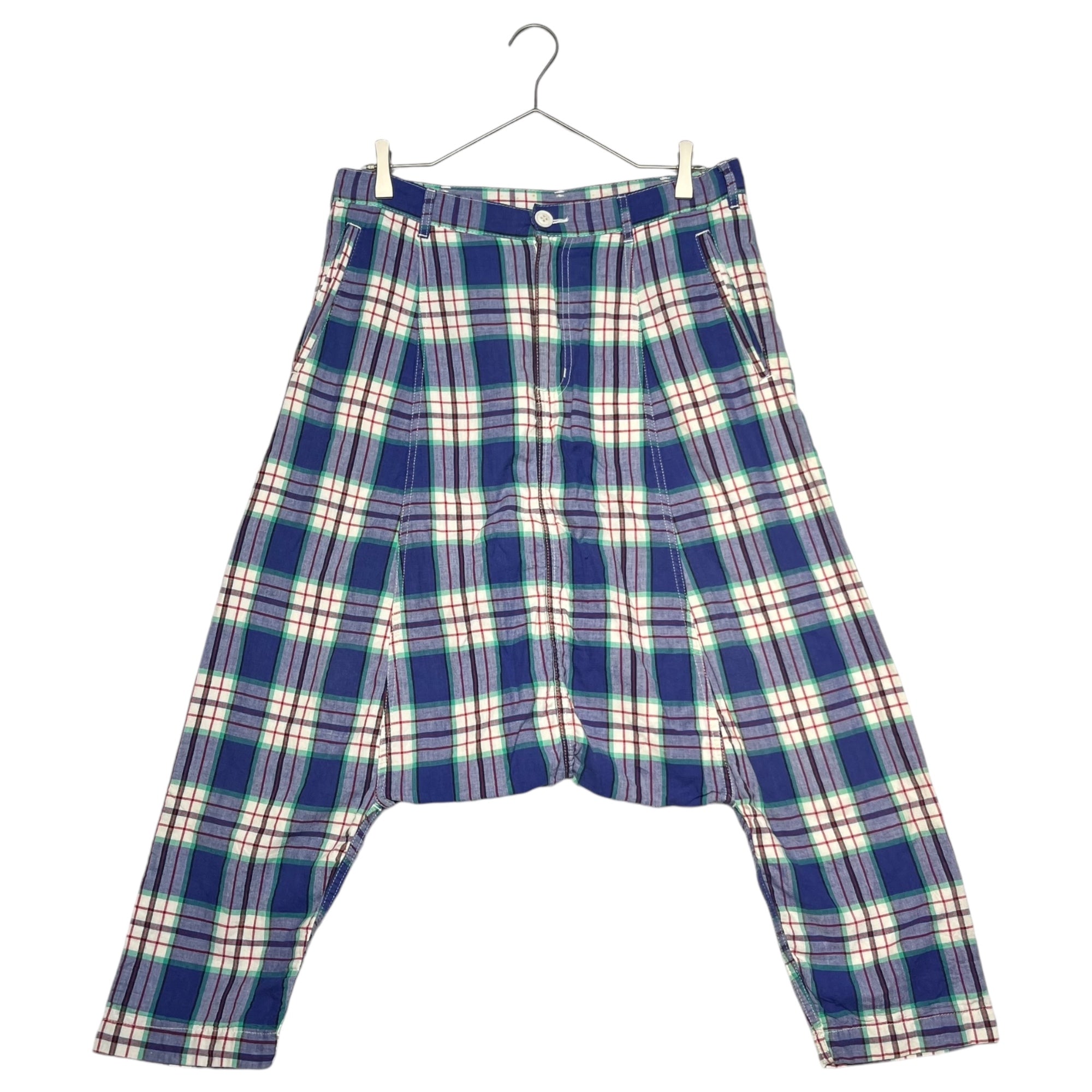 COMME des GARCONS HOMME PLUS(コムデギャルソンオムプリュス) 09AW check sarouel pants チェック サルエル パンツ PE-P025 XS ブルー×ホワイト AD2009
