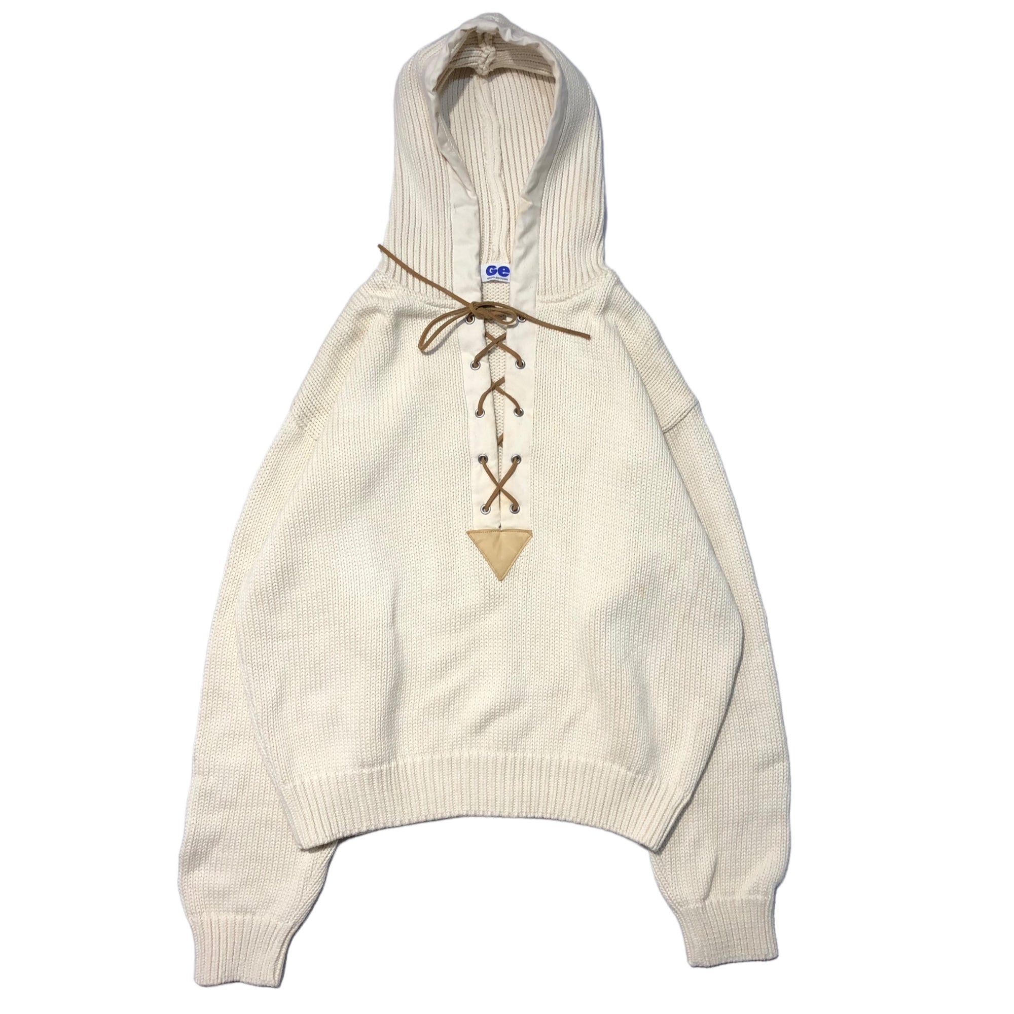 GOODENOUGH(グッドイナフ) 90’s lace-up knit pullover hoodie レースアップ ニット プルオーバー パーカー 藤原ヒロシ M アイボリー