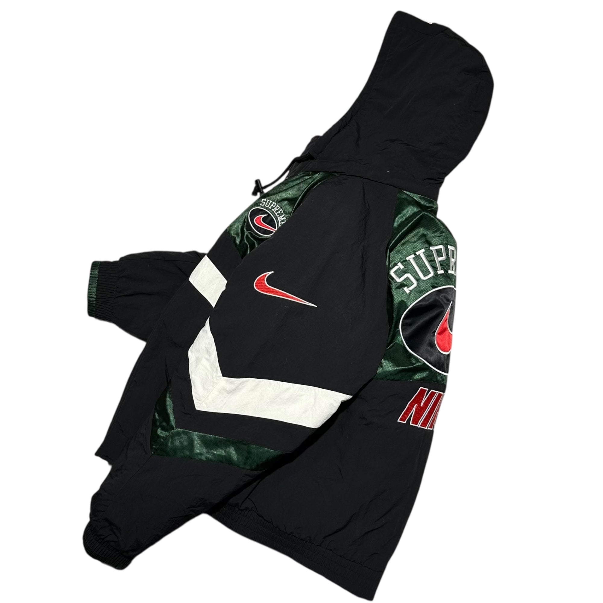 SUPREME×NIKE(シュプリーム×ナイキ) 19SS Hooded Sport Jacket フーデット ロゴ ナイロン 中綿 ジャケット CD6074-010 S ブラック コラボ