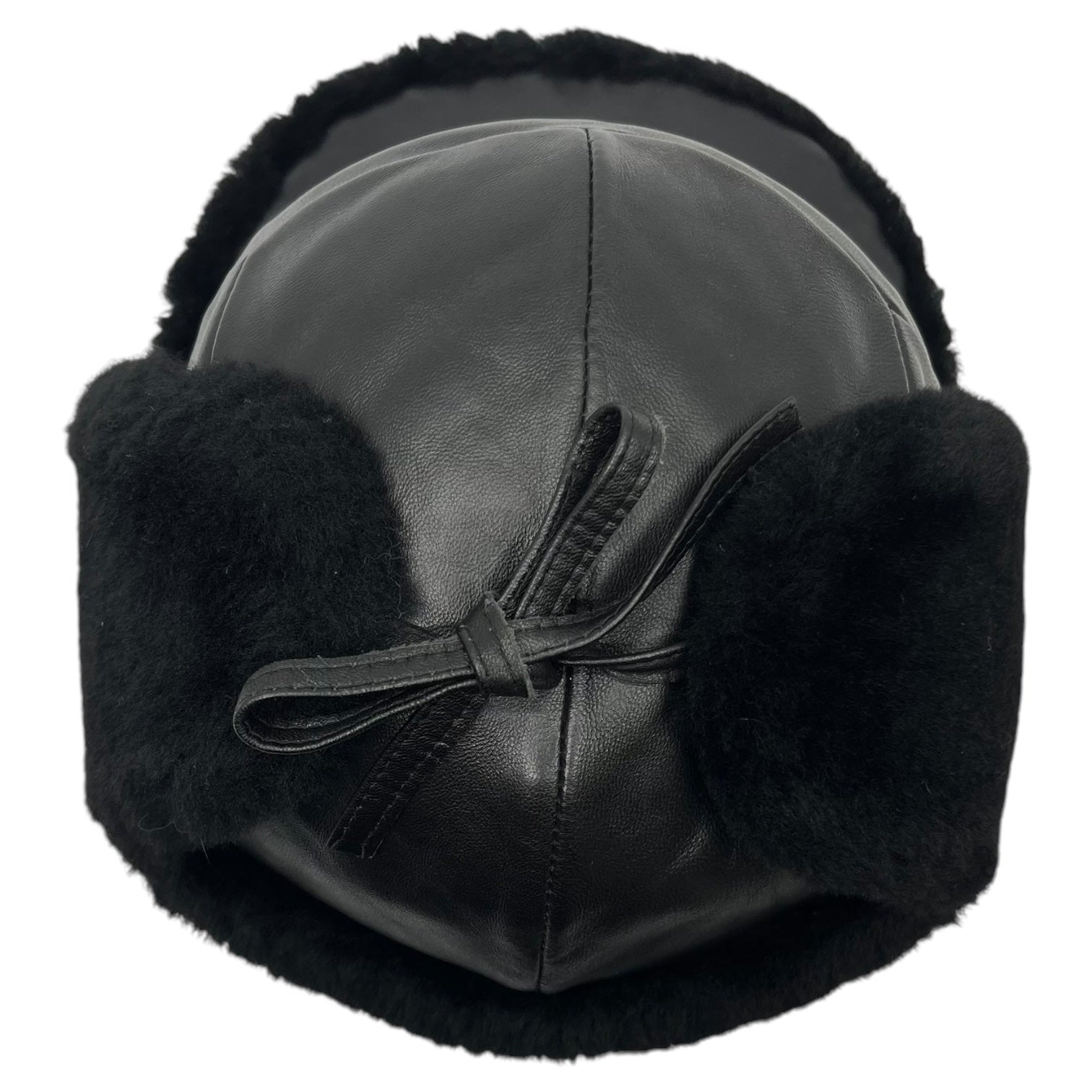 MISTRAL(ミストラル) Lamb shearling leather flight cap ラム ムートン レザー フライト キャップ 58 ブラック フランス製