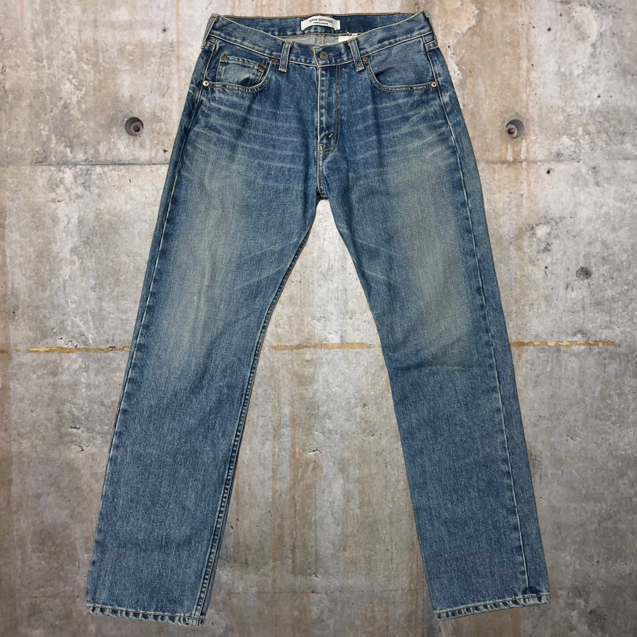 COMME des GARCONS JUNYA WATANABE(コムデギャルソンジュンヤワタナベ) aged straight denim pants/エイジング加工ストレートデニムパンツ M ライトインディゴ 初期