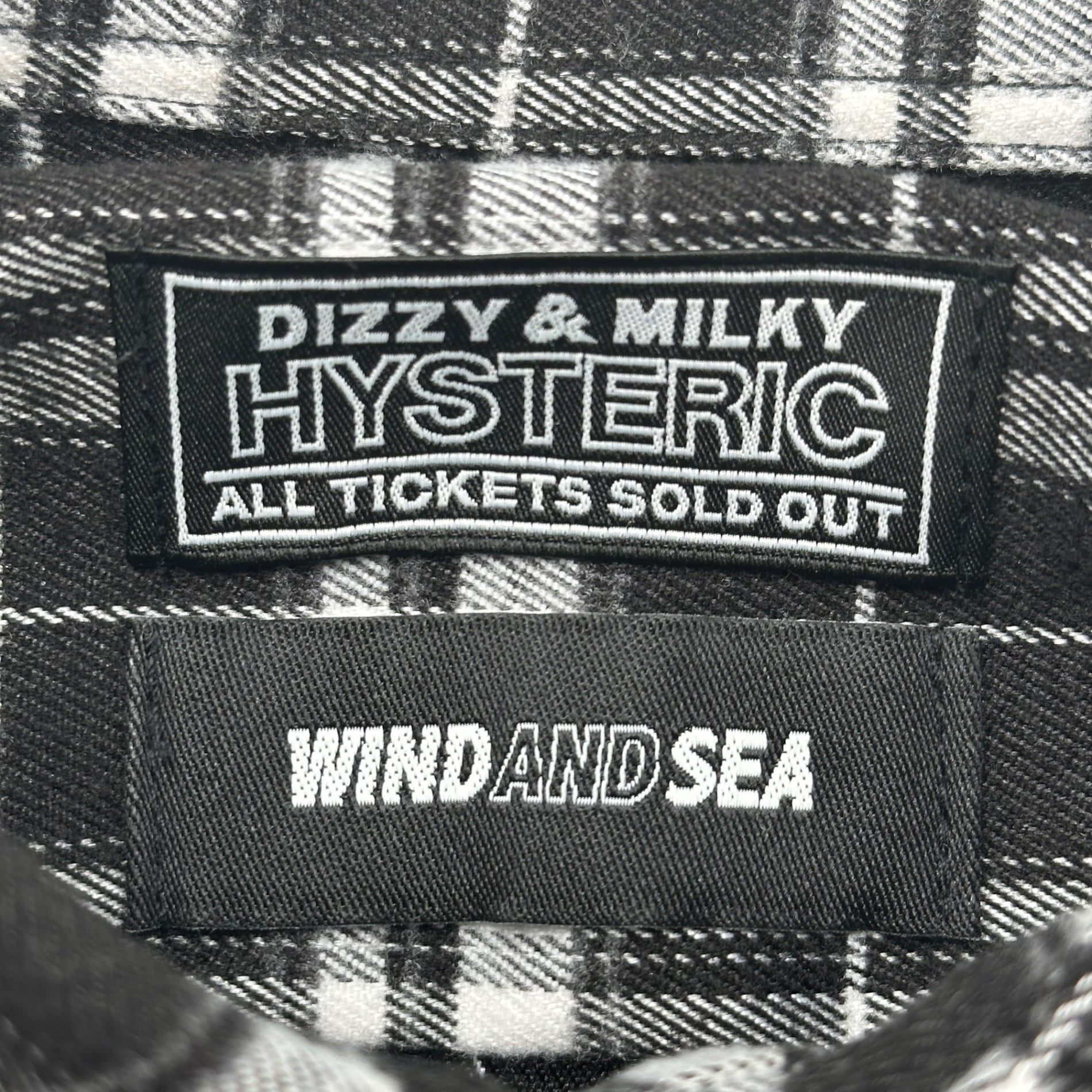 WIND AND SEA×HYSTERIC GLAMOUR (ウィンダンシー×ヒステリックグラマー) 2021AW White checkered long-sleeved shirt ホワイト チェック ロングスリーブ シャツ HDS-C-HYS-23-AP-Q1-09 M ブラック×ホワイト