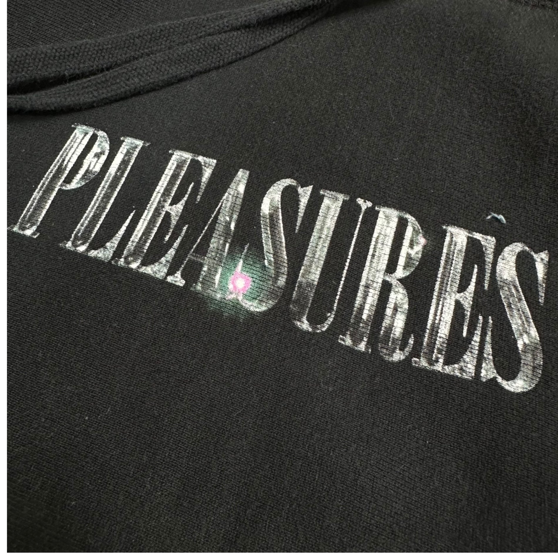 PLEASURES×PLAYBOY(プレジャーズ×プレイボーイ) ICY HOODY ロゴ プリント プルオーバー パーカー L ブラック コラボ