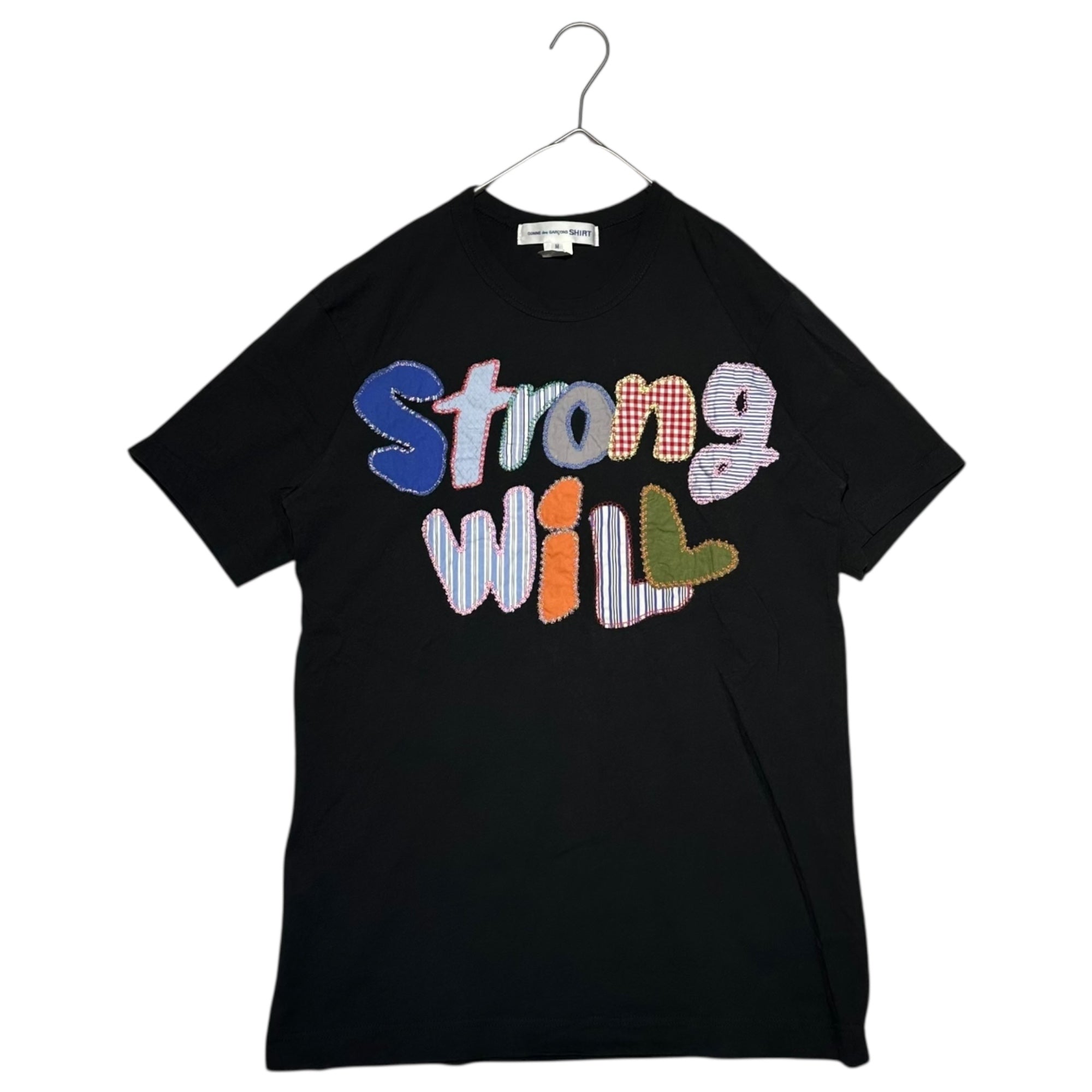 COMME des GARCONS SHIRT(コムデギャルソンシャツ) 24AW cotton jersey plain with embroidery "STRONG WILL" 刺繍 半袖 Tシャツ FN-T001 M ブラック