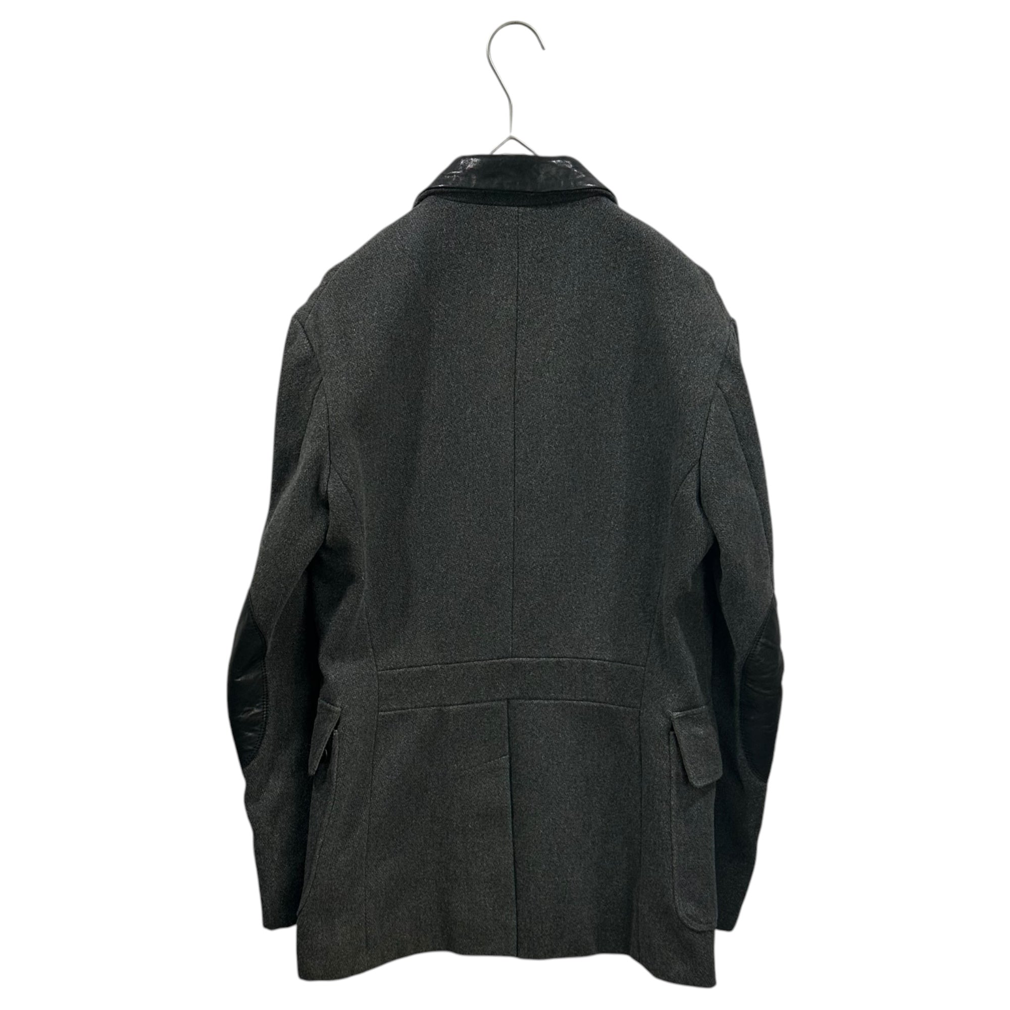DIESEL BLACK GOLD(ディーゼルブラックゴールド) Leather-Panel 5B Melton Jacket レザー 切替 5B メルトン ジャケット S グレー×ブラック