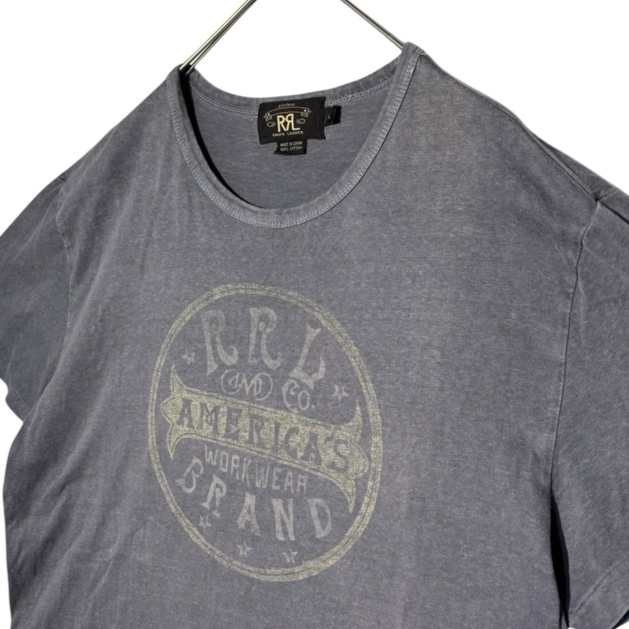 RRL(ダブルアールエル) Circle Logo Crew Neck T-Shirt サークル ロゴ クルーネック Tシャツ MNRRTSHM1N00079 L ネイビー