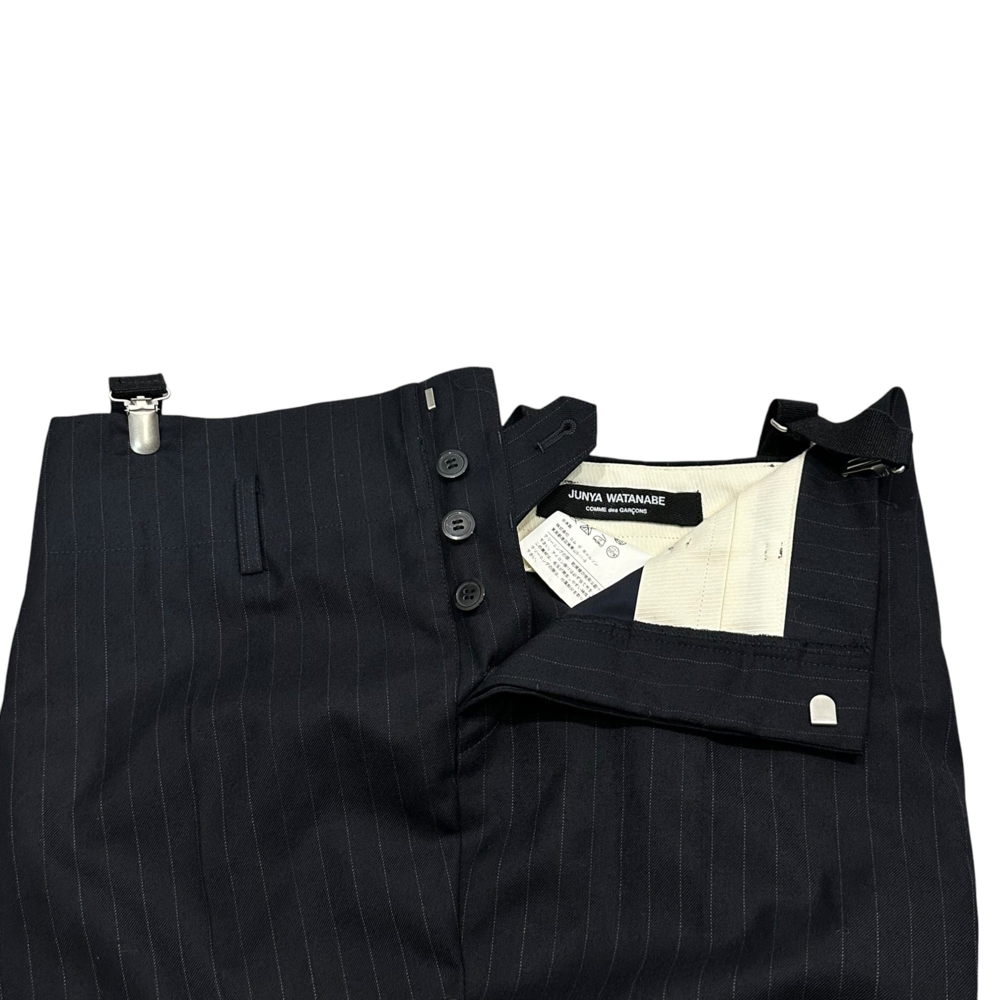 JUNYA WATANABE COMME des GARCONS(ジュンヤワタナベコムデギャルソン) 2012AW Suspender striped tight skirt Pants サスペンダー ストライプ タイト スカート パンツ JJ-S027 S ネイビー AD2012