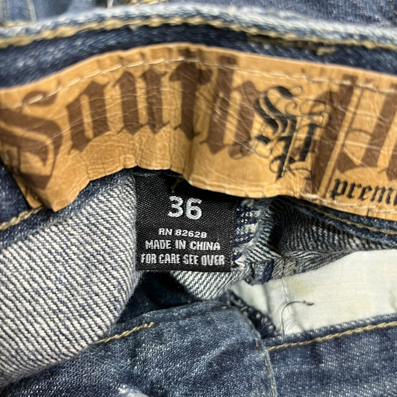 SOUTH POLE(サウスポール) 00's バックポケット 刺繍 バギー デニム パンツ 36 インディゴ Y2K B系 Bboy