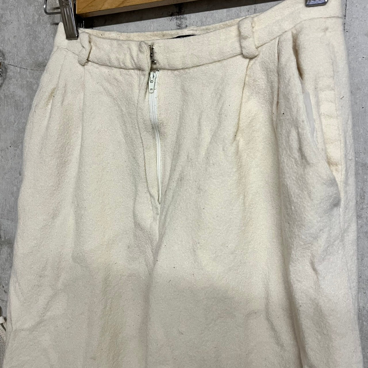 Liz Claiborne(リズ グレイボーン) 80's vintage wool pants ヴィンテージ ウール パンツ 80年代 SIZE 4(M) アイボリー ヨーロッパヴィンテージ