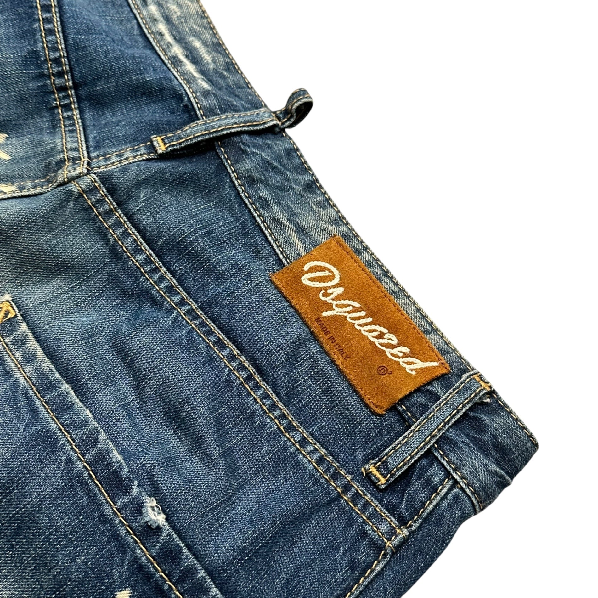 DSQUARED2(ディースクエアード) 2015's Classic Keny Twist Denim Pants クラシック ケニー ツイスト デニム パンツ S74LA0708 S30309 46 インディゴ ペイント ダメージ加工