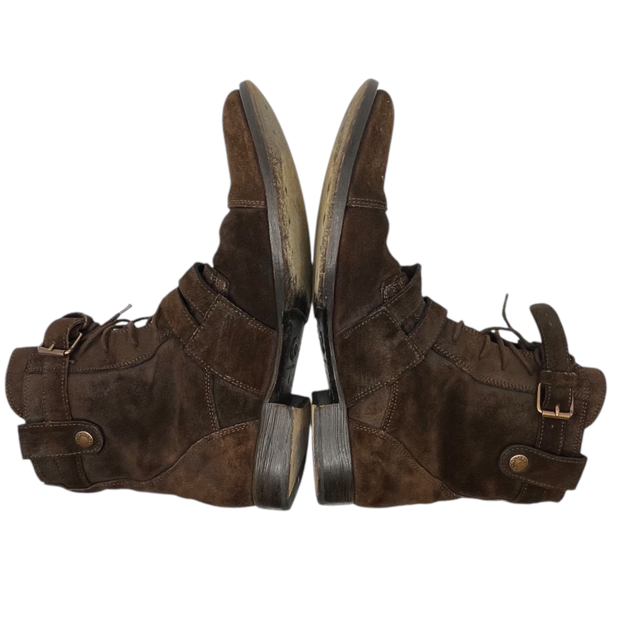 DOLCE&GABBANA(ドルチェ&ガッバーナドルガバ) suede belted boots スウェード ベルテッド ブーツ スエード ベルト 9(27.0cm程度) ブラウン