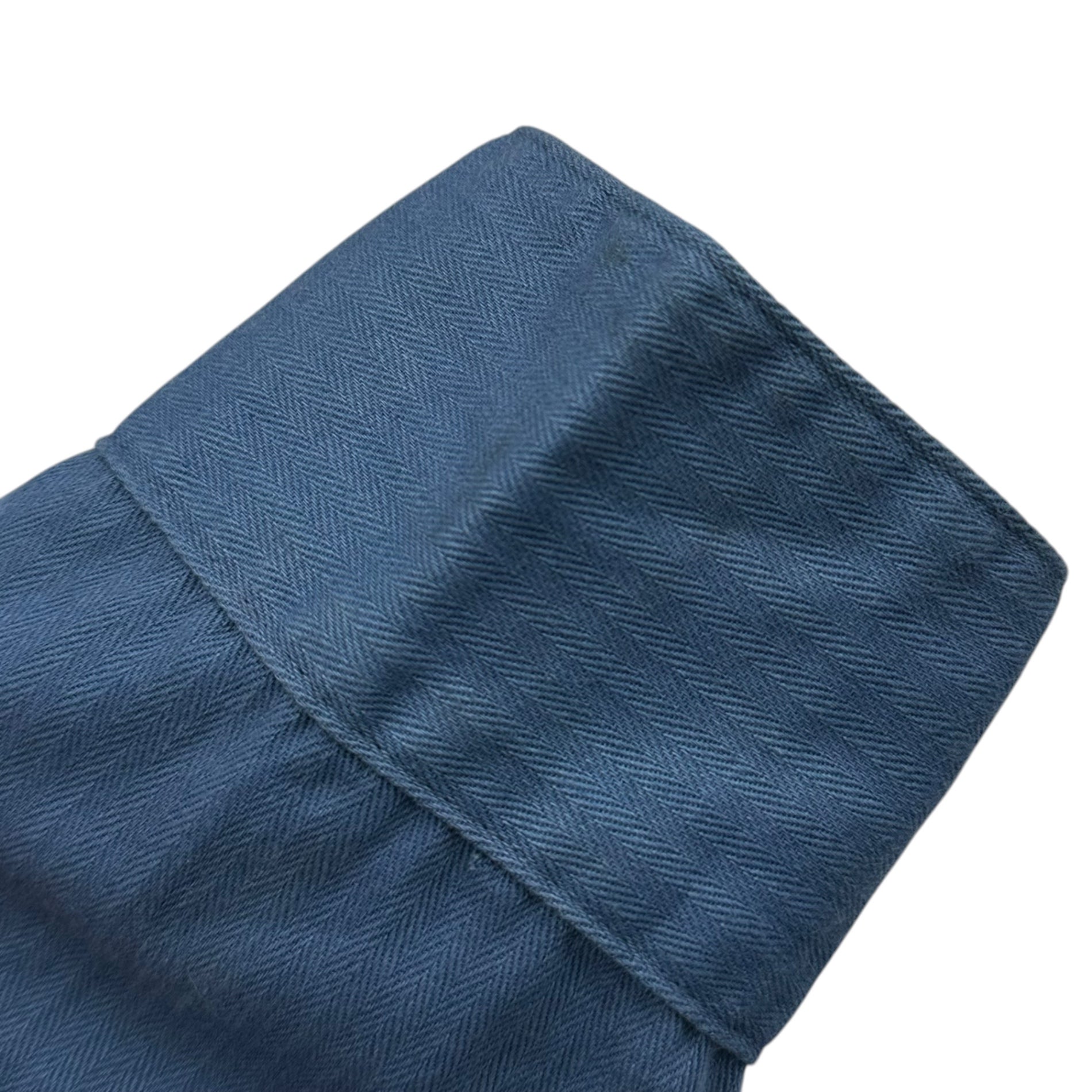 TENDERLOIN(テンダーロイン) Herringbone Chain Stitch L/S Shirt ヘリンボーン チェーンステッチ 長袖 シャツ XS ブルー アーカイブ
