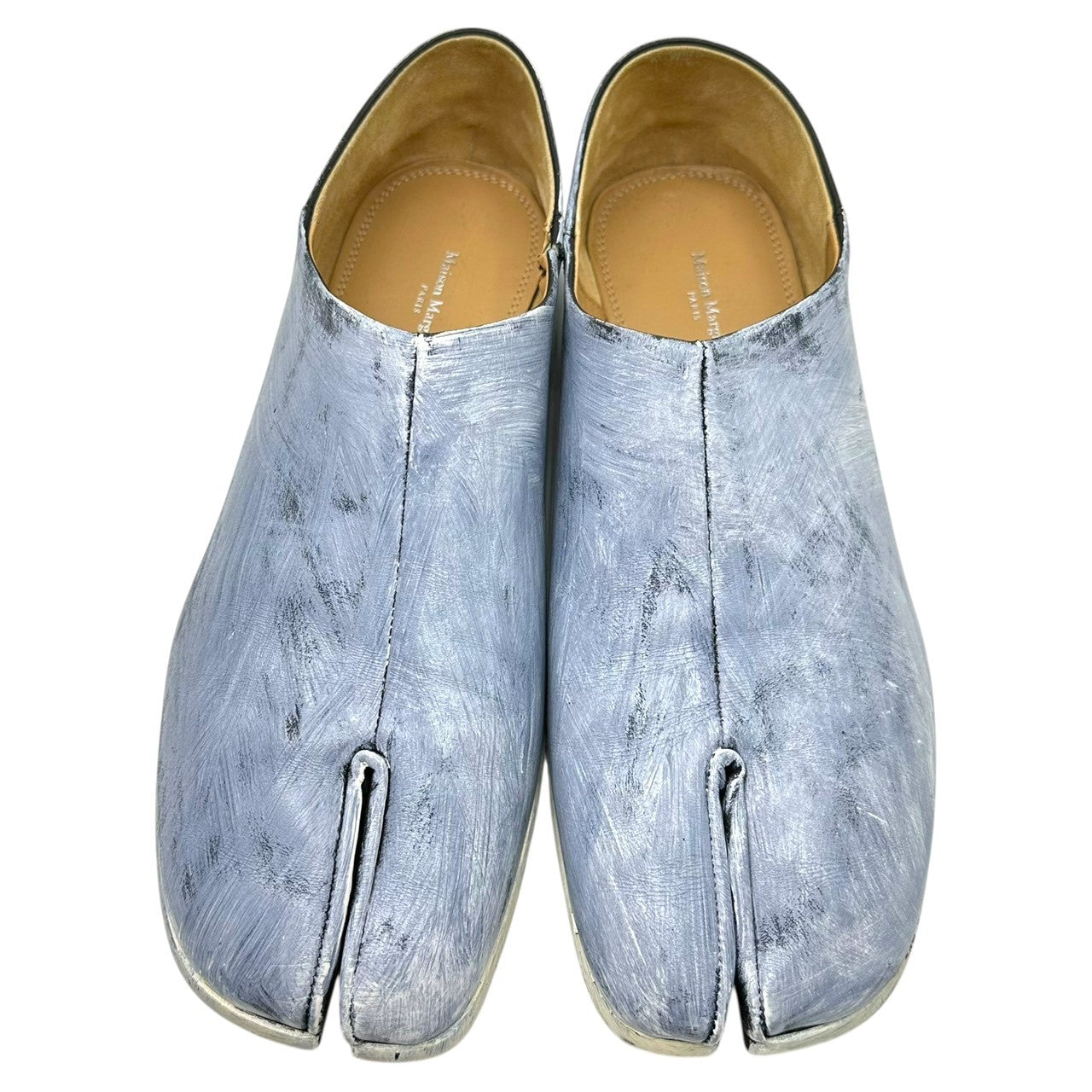 MAISON MARGIELA(メゾンマルジェラ) 21AW Paint Tabi Babouche ペンキ ペイント 足袋 バブーシュ レザー スリッポン S57WR0051 42(27.0cm程度) ホワイト