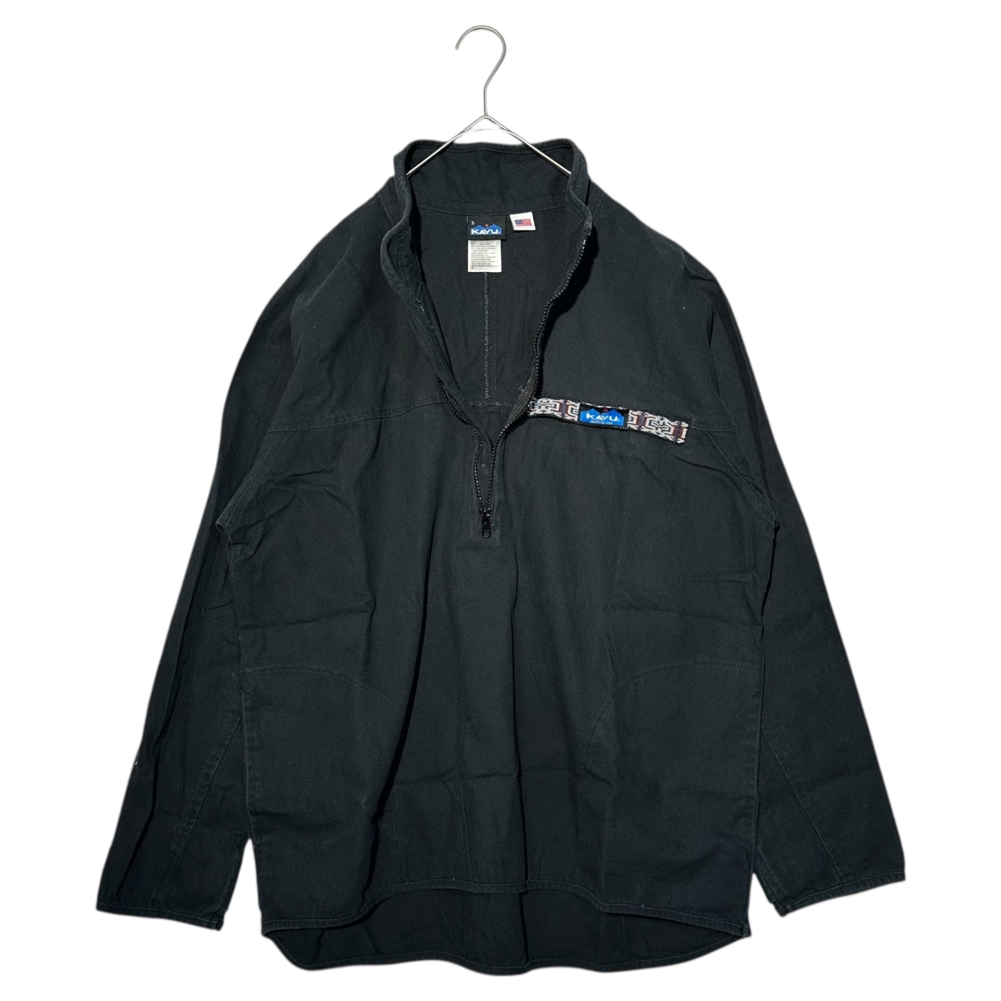 KAVU(カブー) USA made Cotton Half-Zip Pullover Jacket コットン ハーフジップ プルオーバー ジャケット S ブラック アウトドア USA製